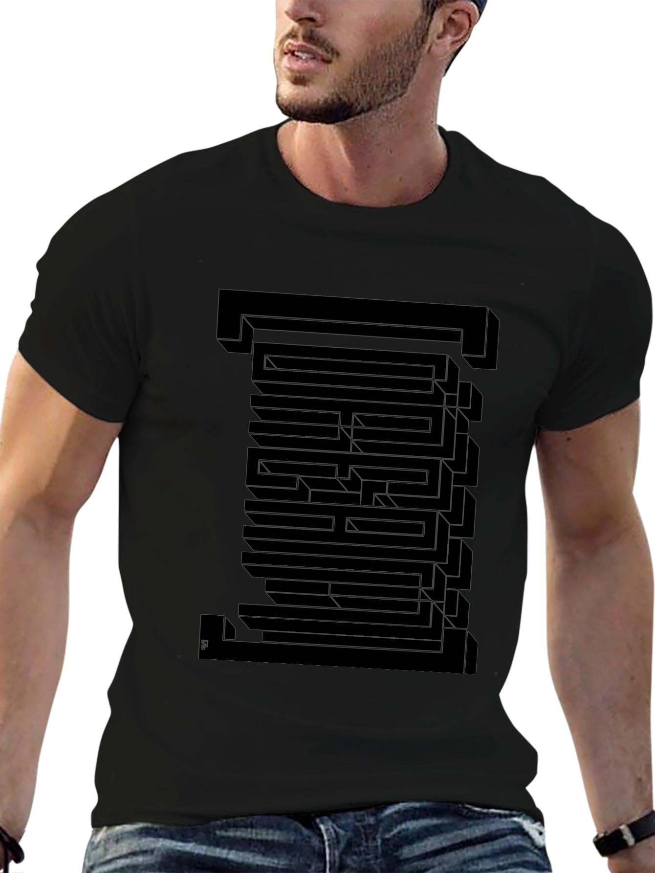 Optical Illusion Graphic T-Shirt - Black