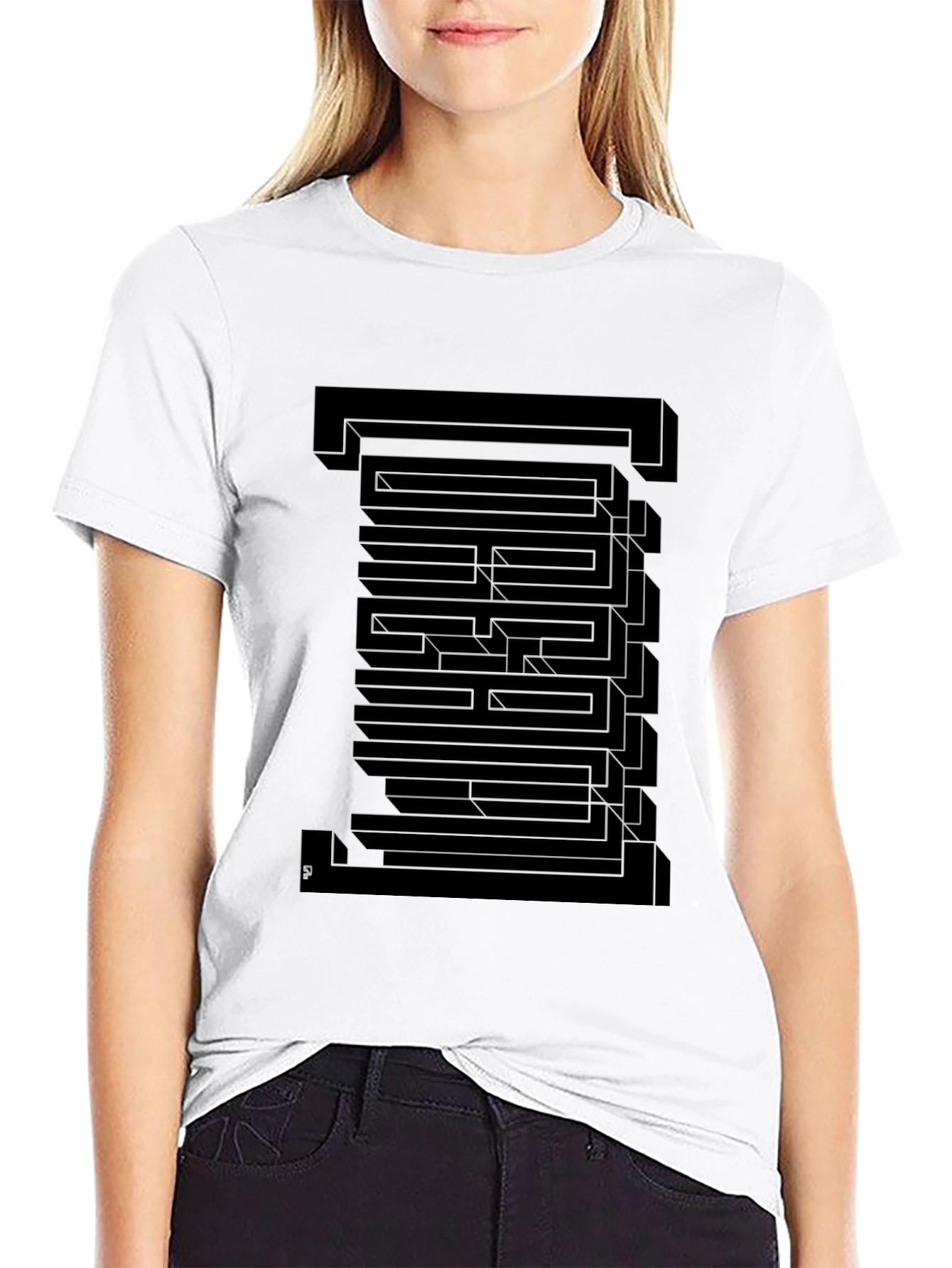 Optical Illusion Graphic T-Shirt - Black