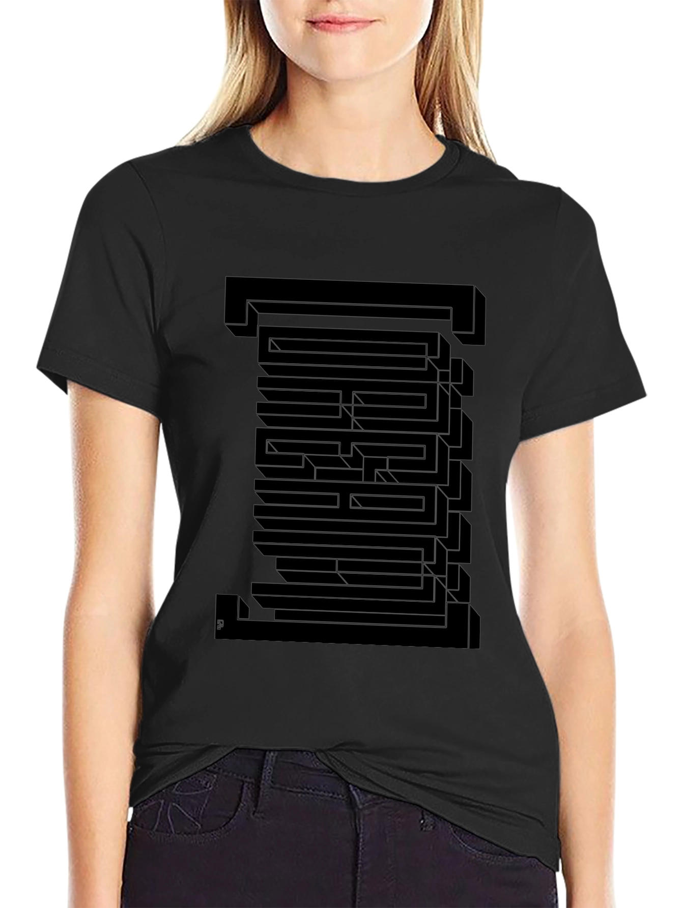 Optical Illusion Graphic T-Shirt - Black