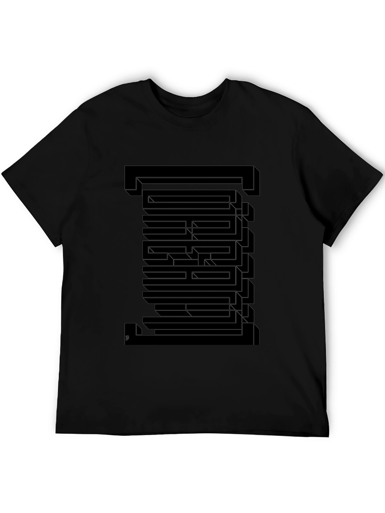 Optical Illusion Graphic T-Shirt - Black