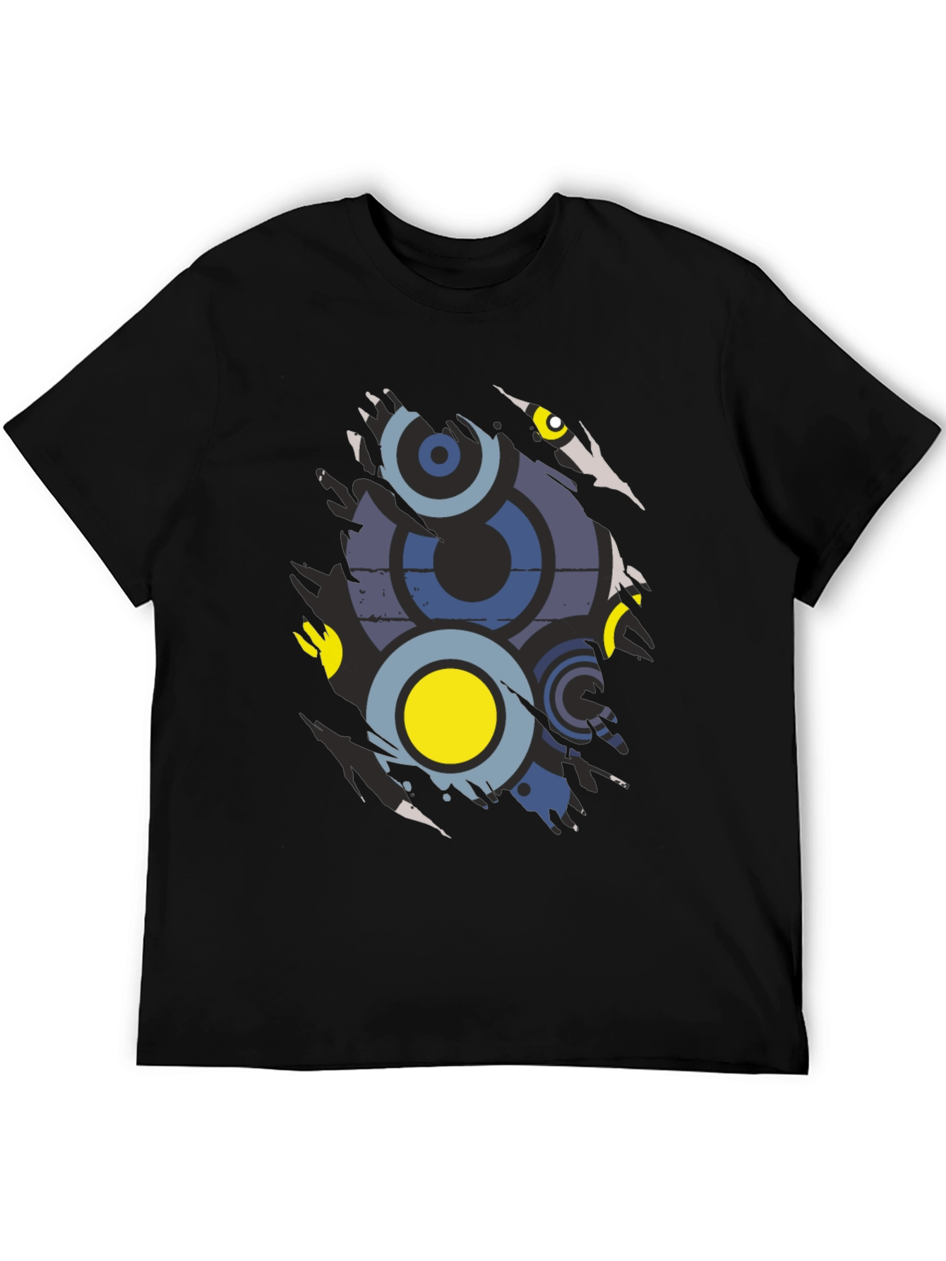 Abstract Graphic Print Mens Black T-Shirt
