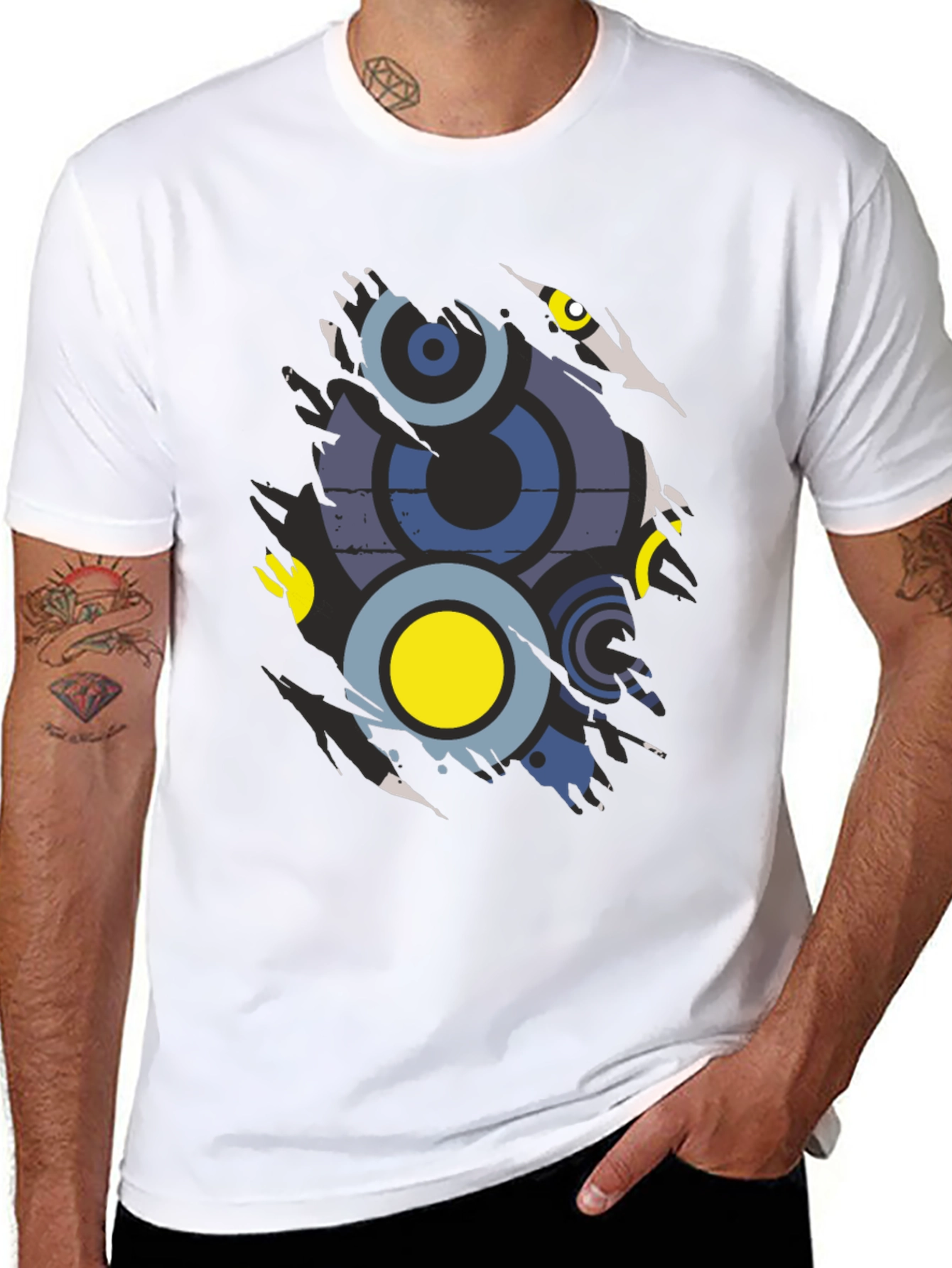 Abstract Graphic Print Mens Black T-Shirt