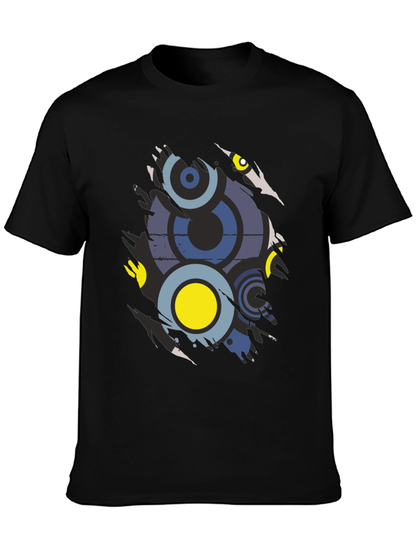 Abstract Graphic Print Mens Black T-Shirt