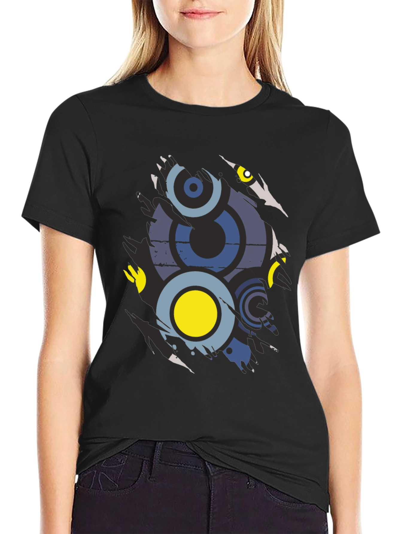 Abstract Graphic Print Mens Black T-Shirt