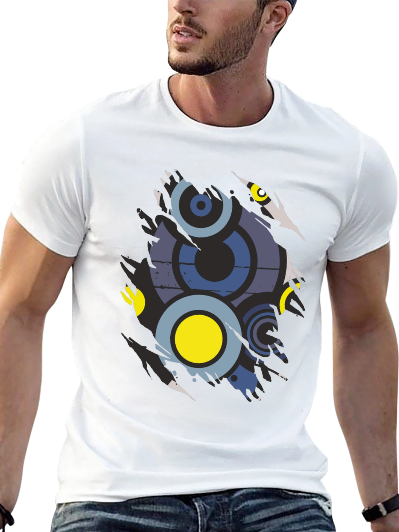 Abstract Graphic Print Mens Black T-Shirt