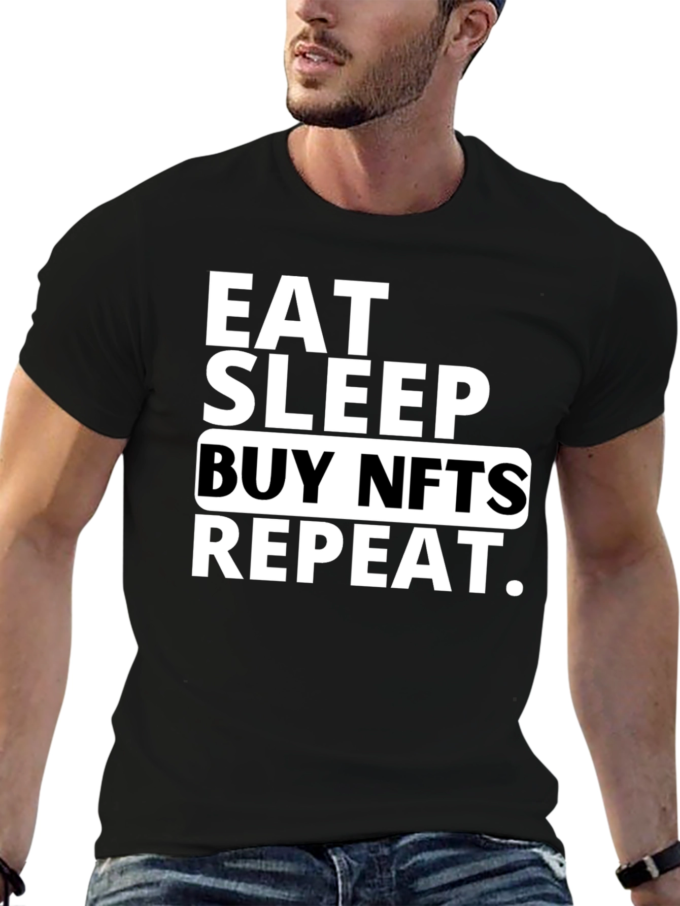 Eat Sleep Buy NFTs Repeat Black T-Shirt