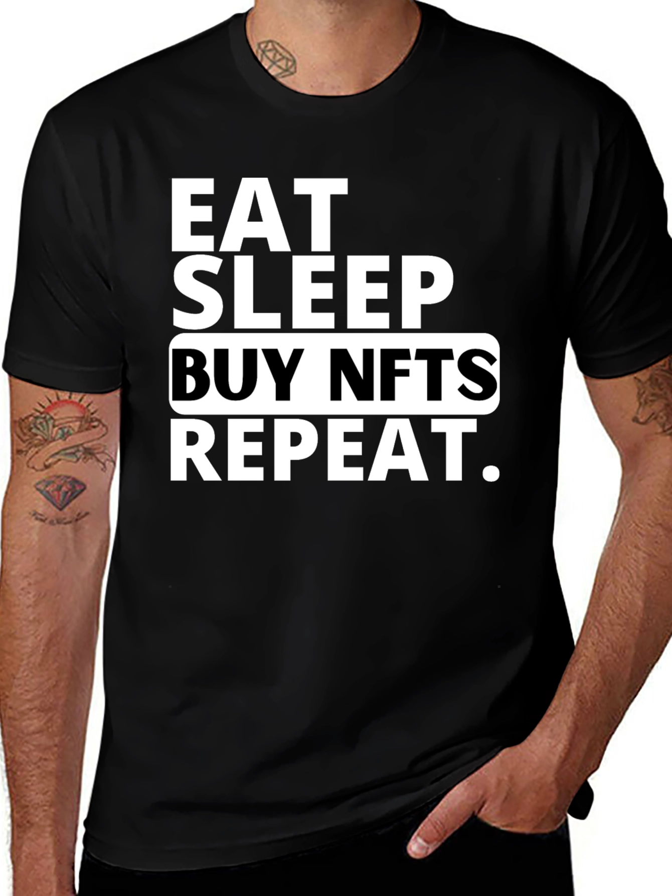 Eat Sleep Buy NFTs Repeat Black T-Shirt