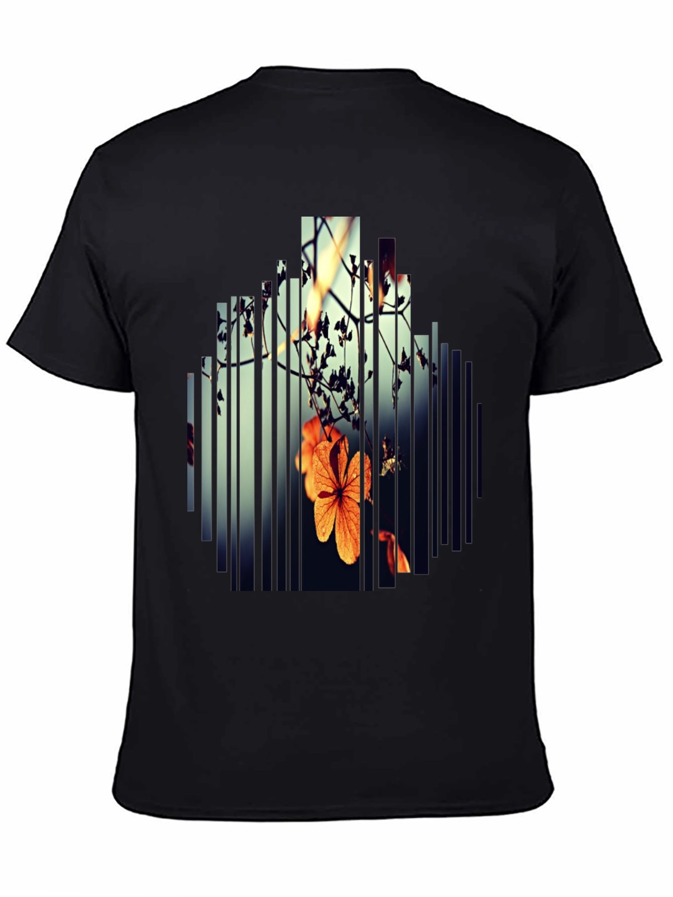 Abstract Floral Graphic Print Black T-Shirt