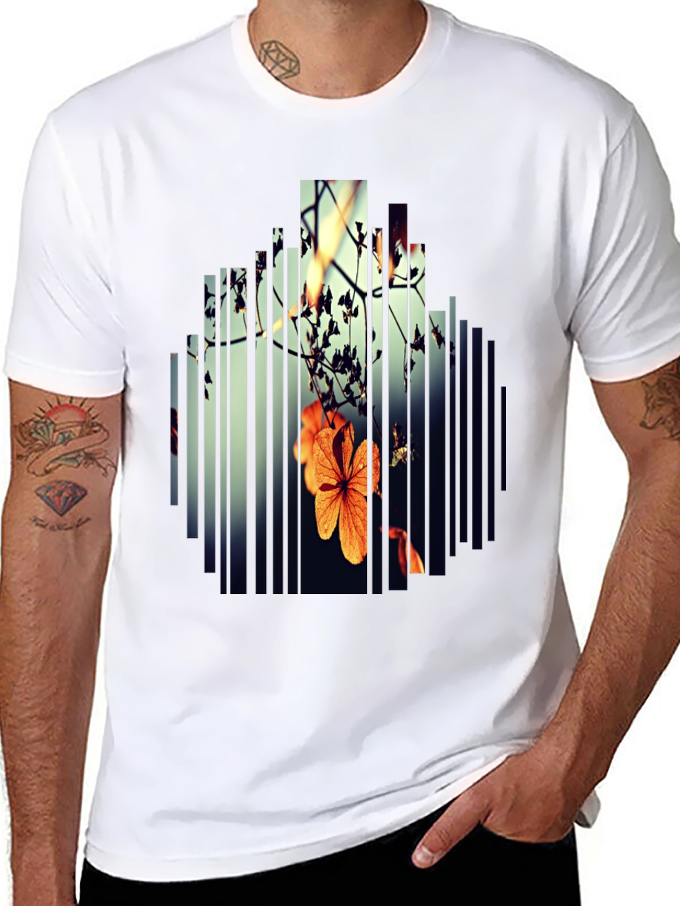 Abstract Floral Graphic Print Black T-Shirt