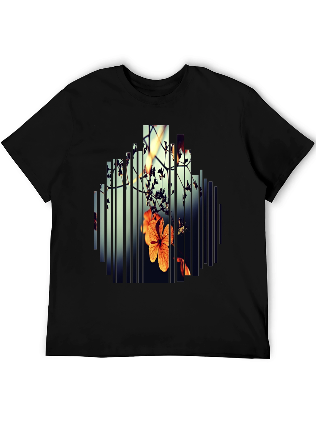 Abstract Floral Graphic Print Black T-Shirt