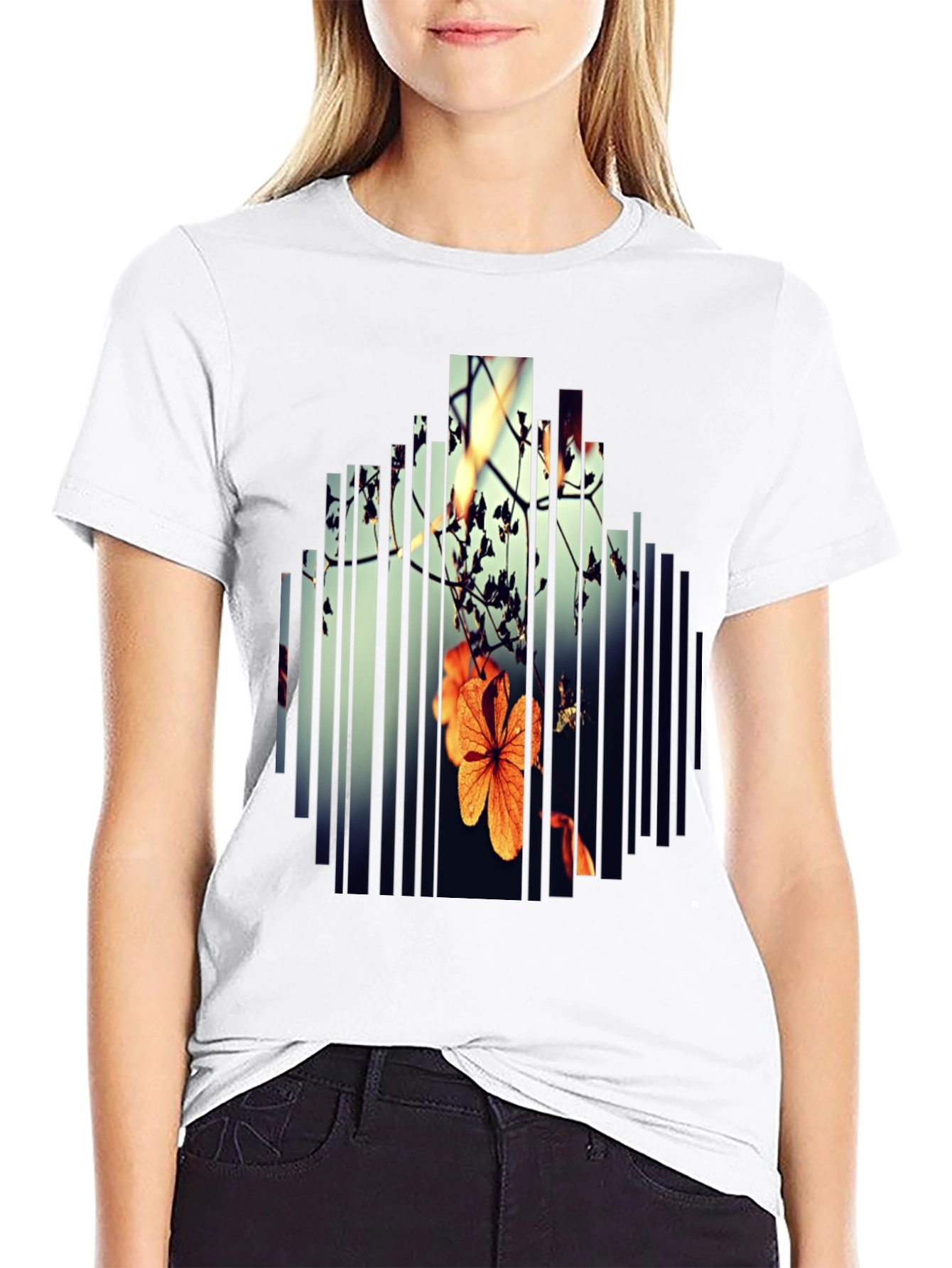 Abstract Floral Graphic Print Black T-Shirt