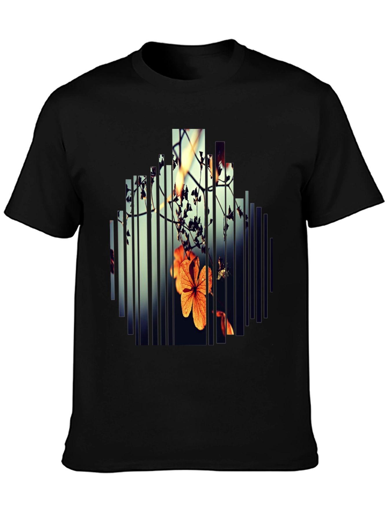 Abstract Floral Graphic Print Black T-Shirt