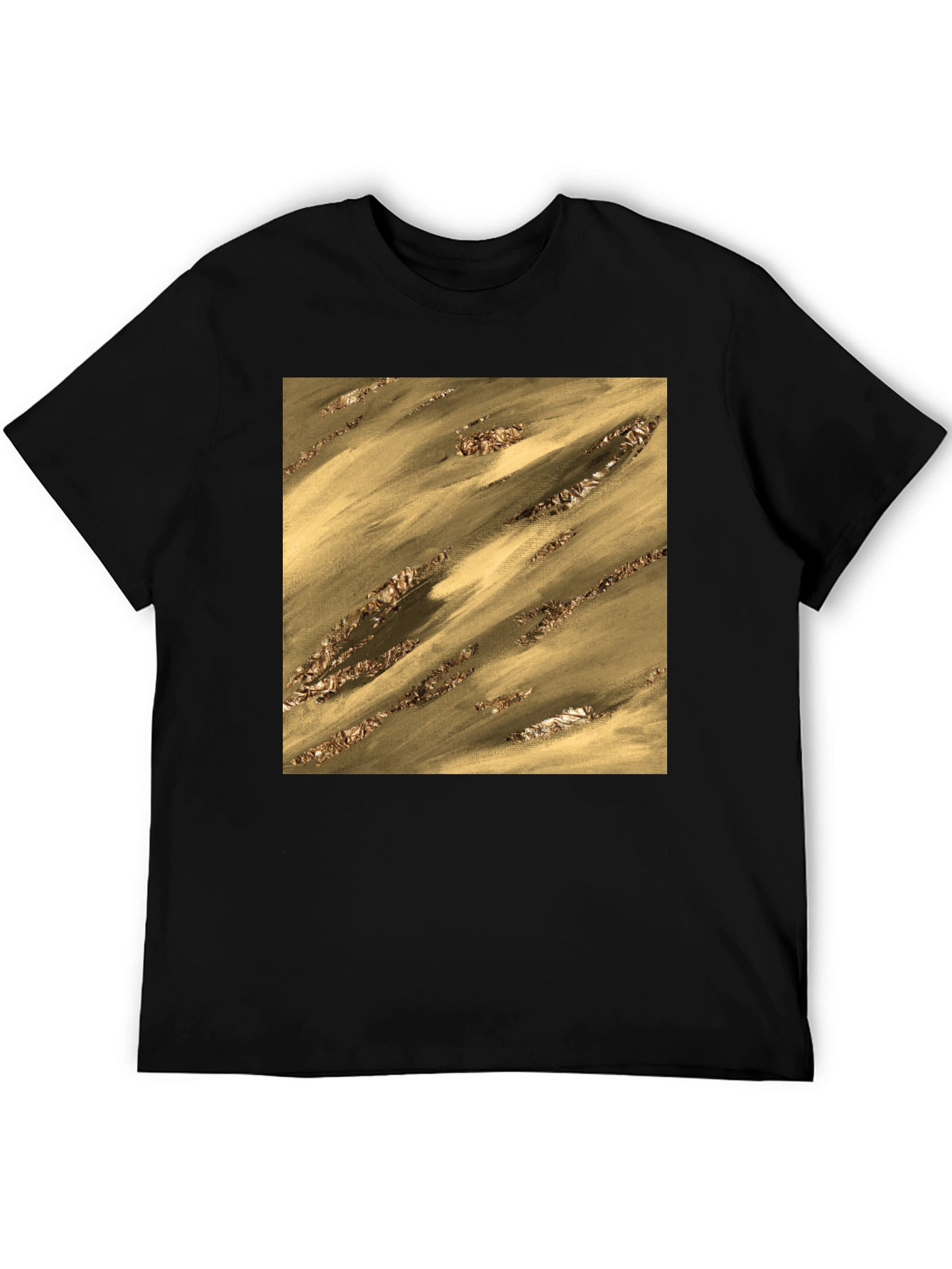 Abstract Gold Pattern Black T-Shirt