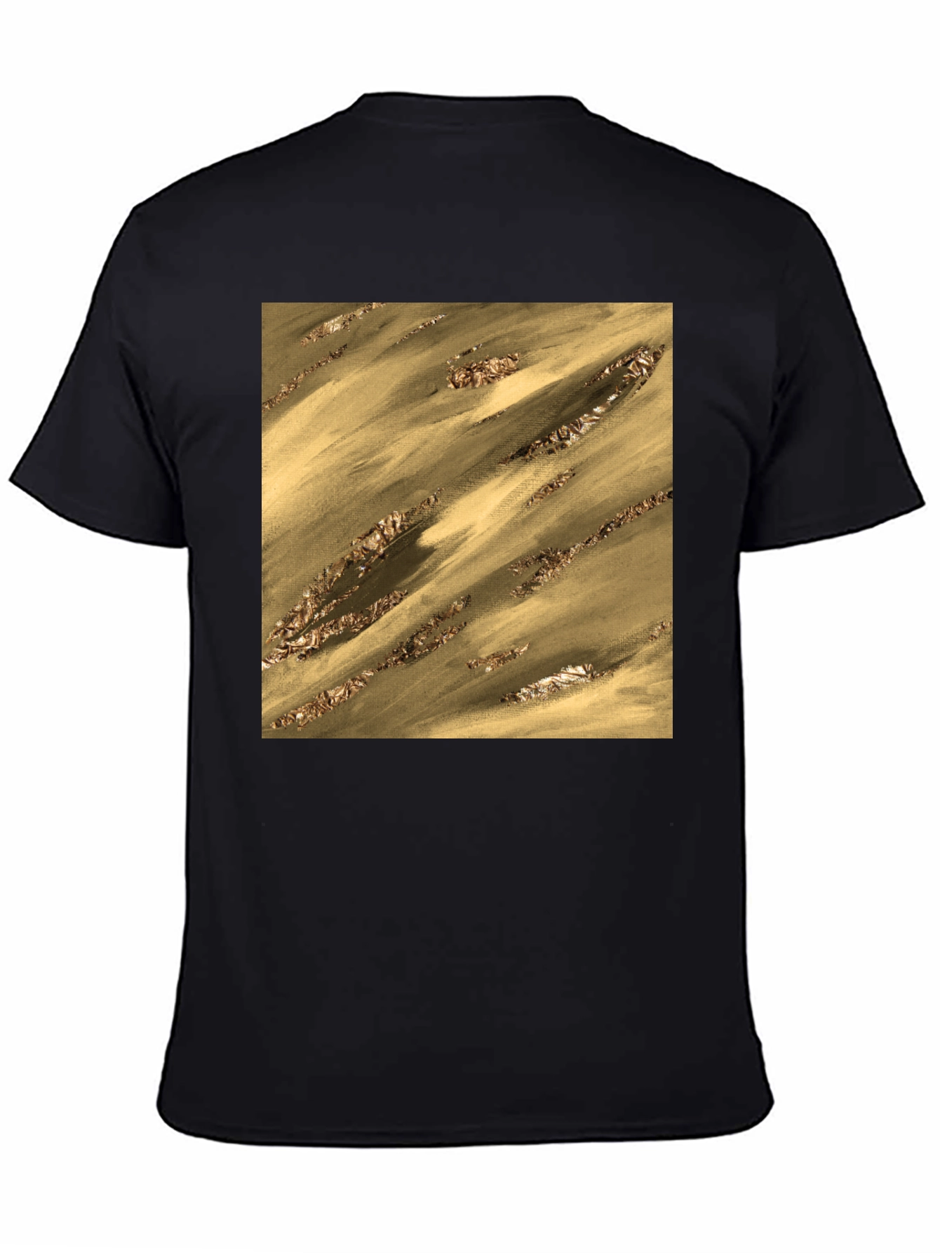 Abstract Gold Pattern Black T-Shirt