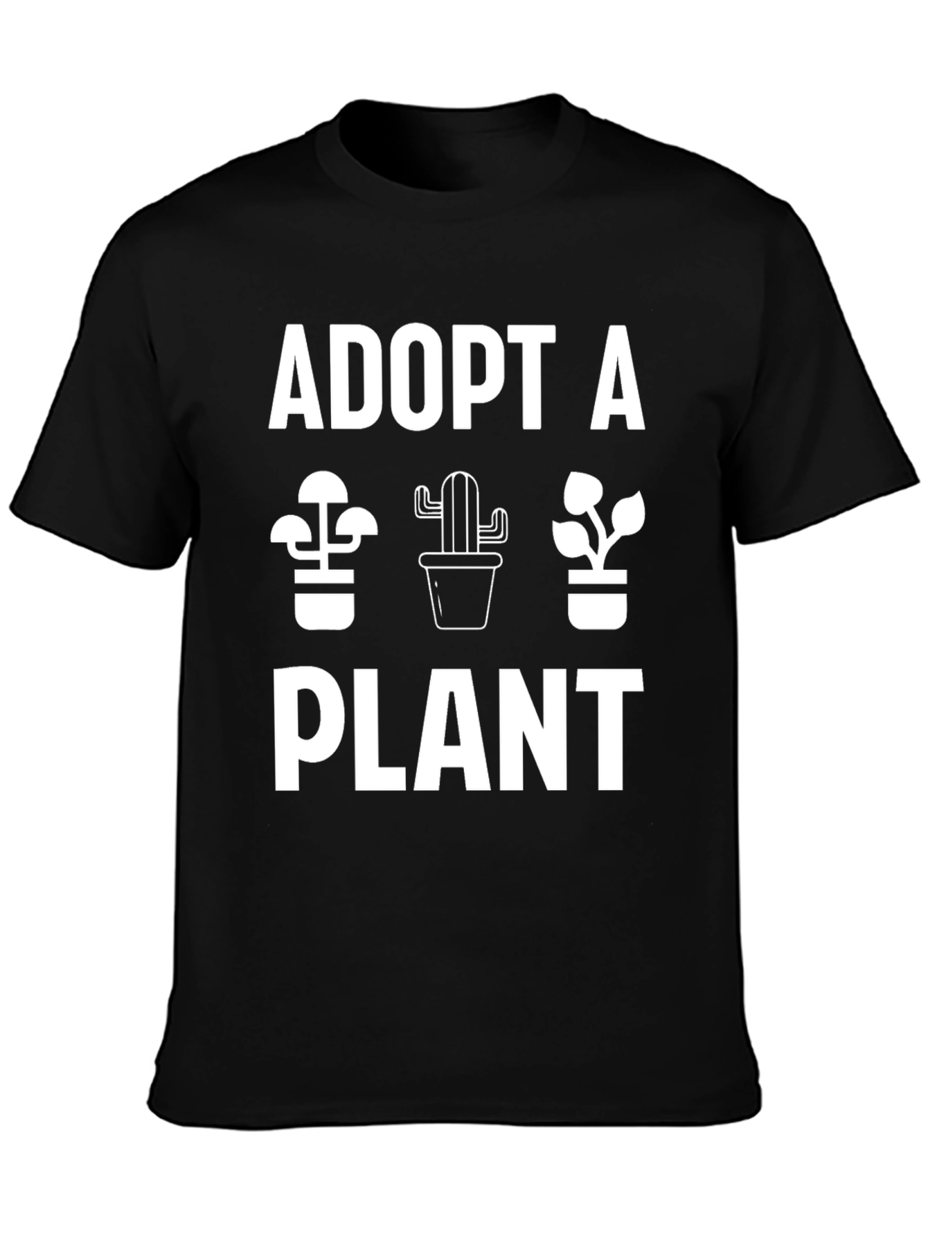 Adopt A Plant Graphic T-Shirt - Black Cotton Tee