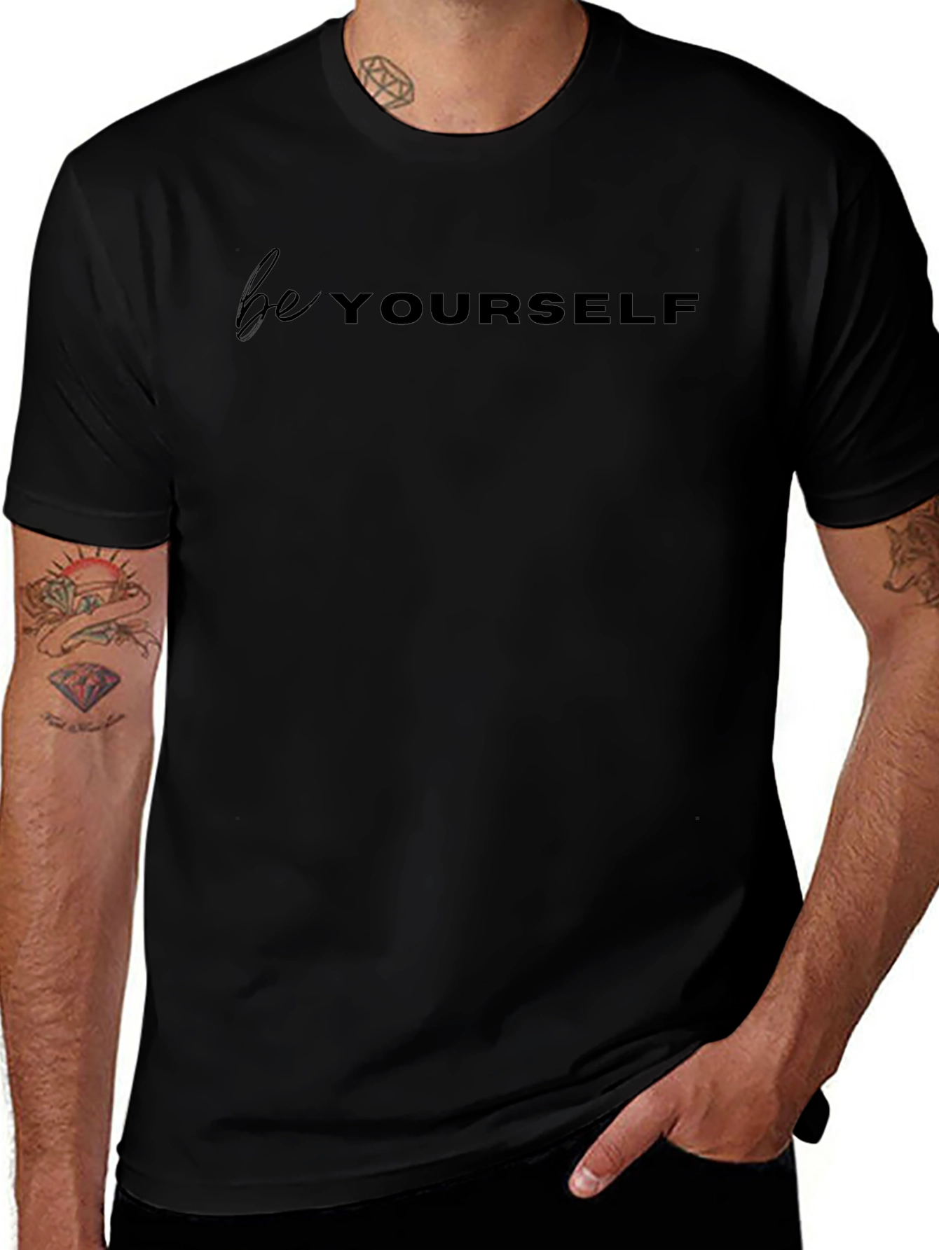 Be Yourself Black Graphic Tee - Soft & Stylish