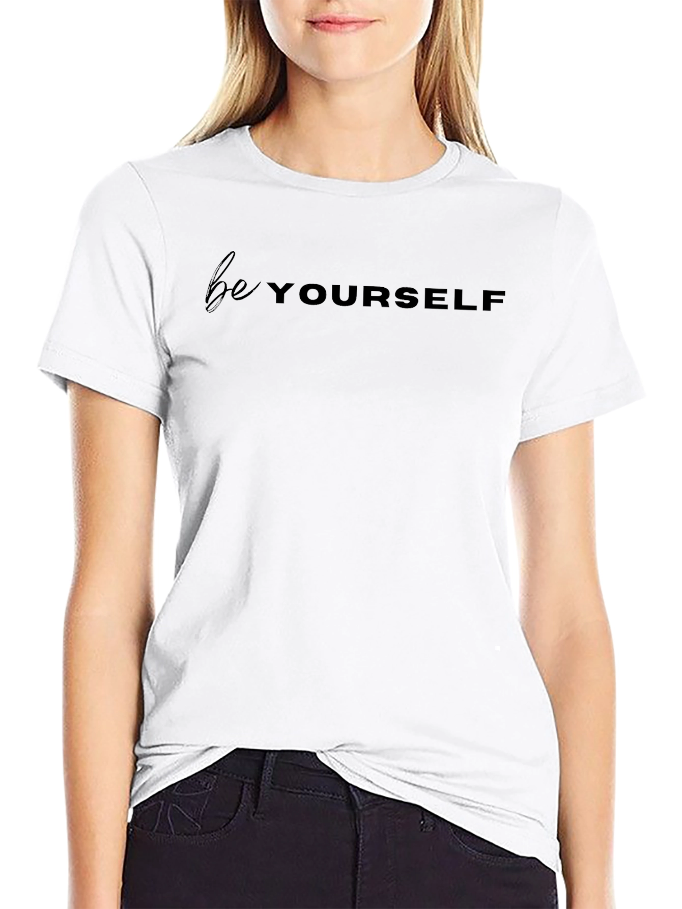 Be Yourself Black Graphic Tee - Soft & Stylish