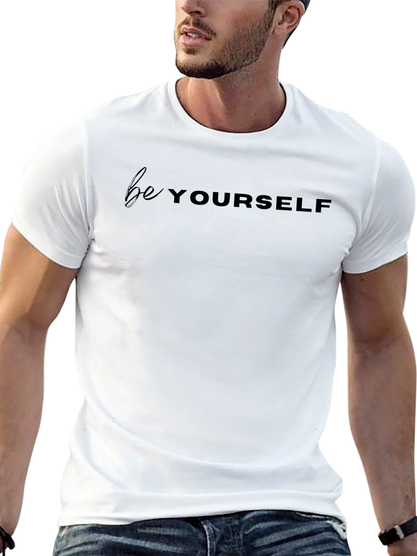 Be Yourself Black Graphic Tee - Soft & Stylish