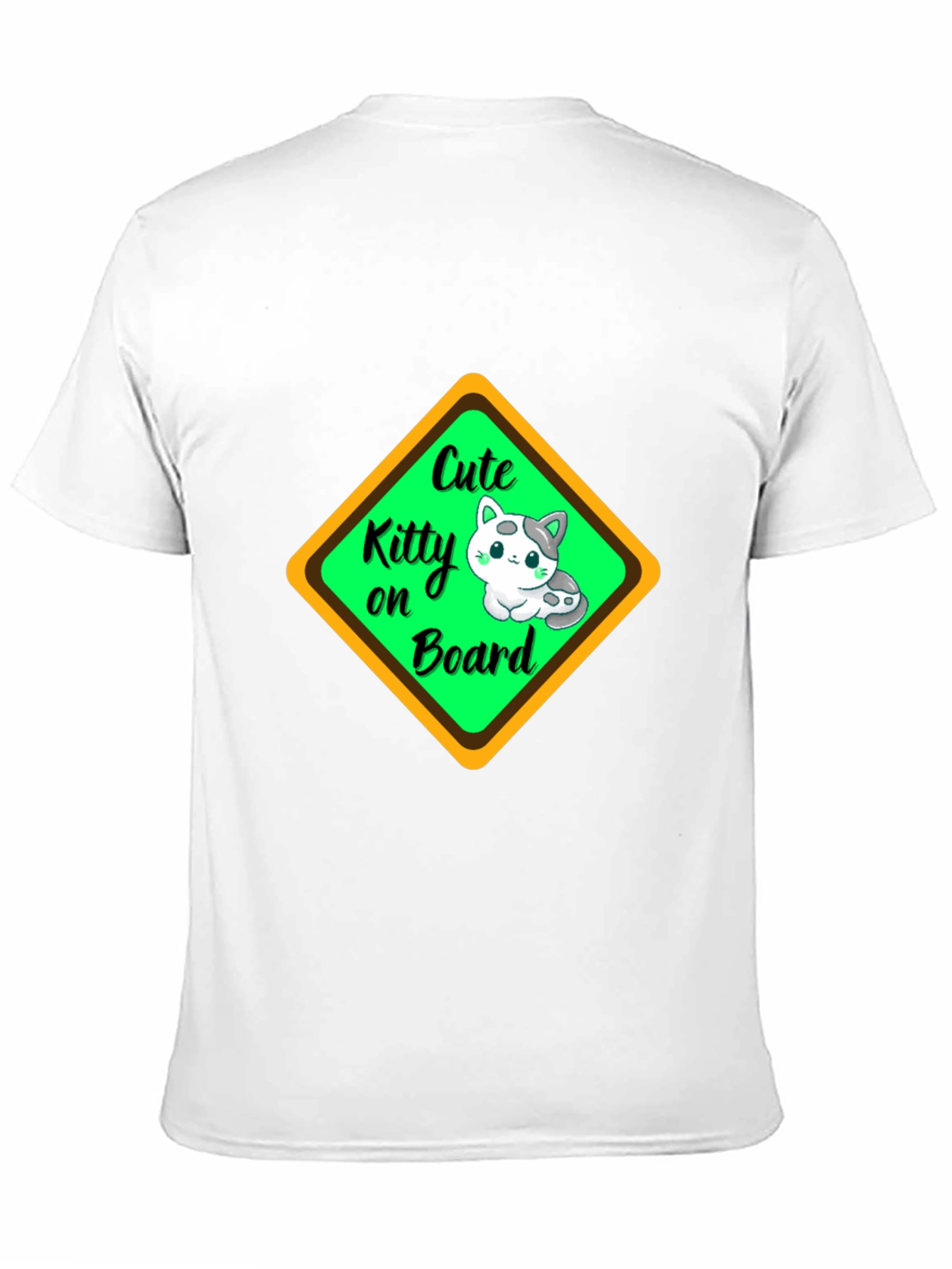 Cute Kitty On Board Black T-Shirt