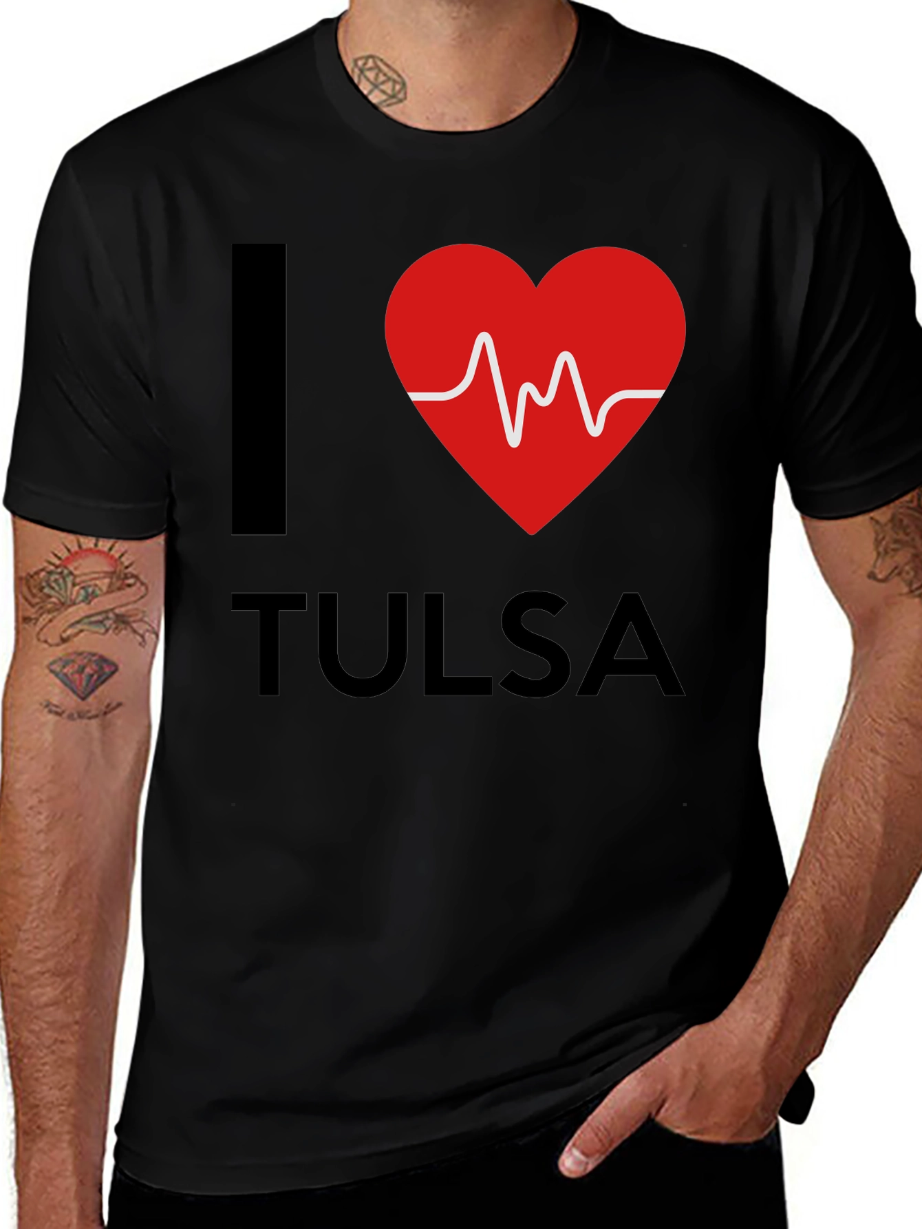 I Heart Tulsa Graphic T-Shirt - Mens Black Tee