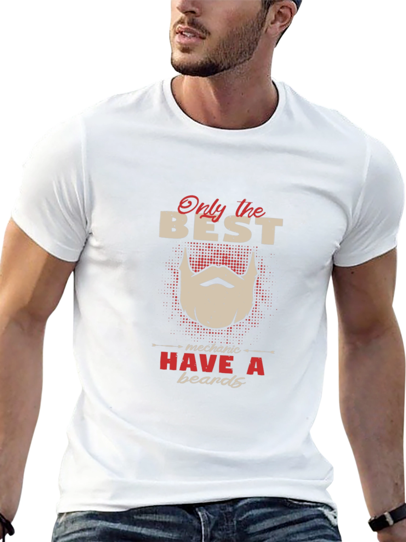 Best Mechanic Beard T-Shirt - Black Crew Neck Tee