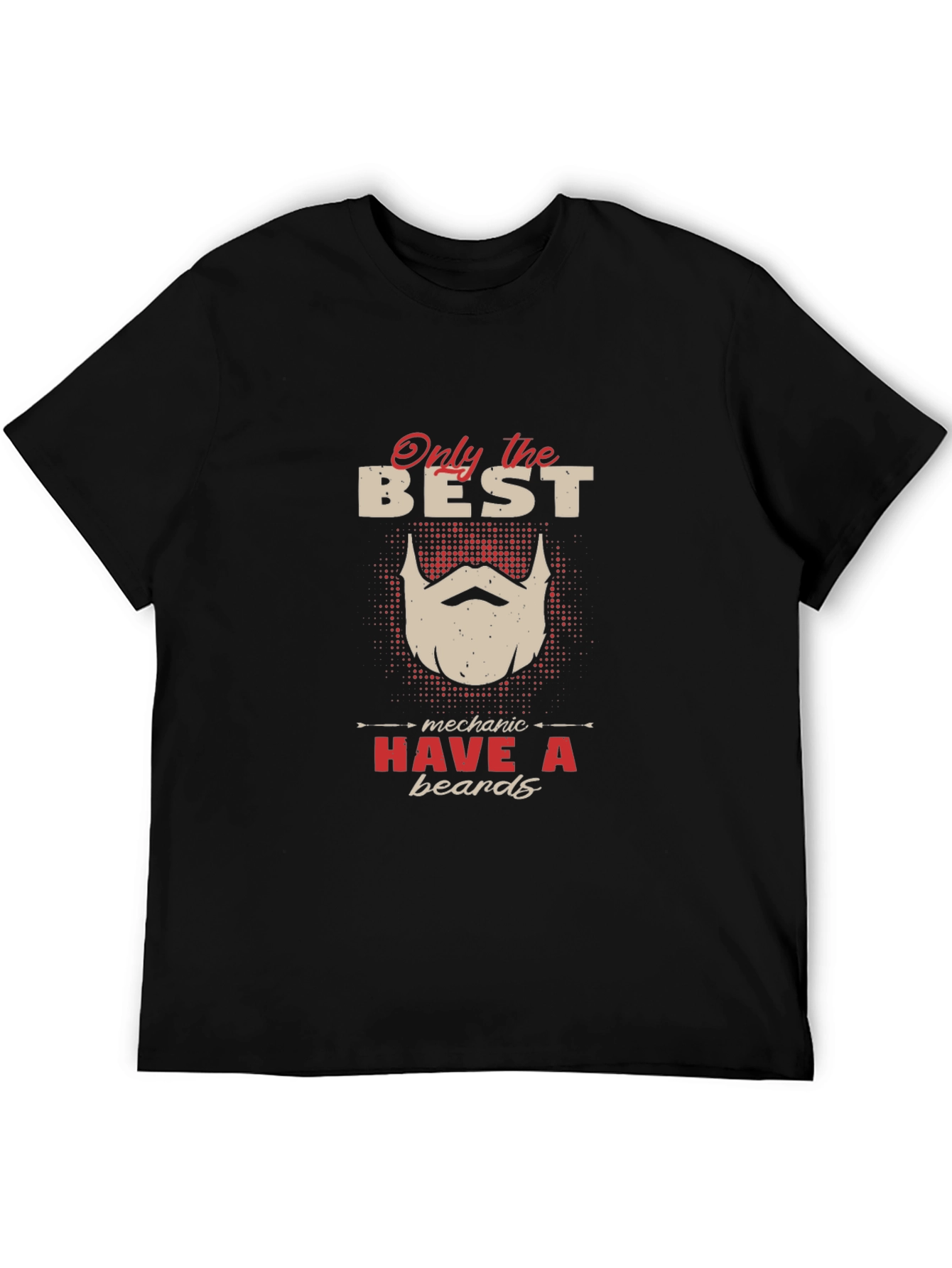 Best Mechanic Beard T-Shirt - Black Crew Neck Tee