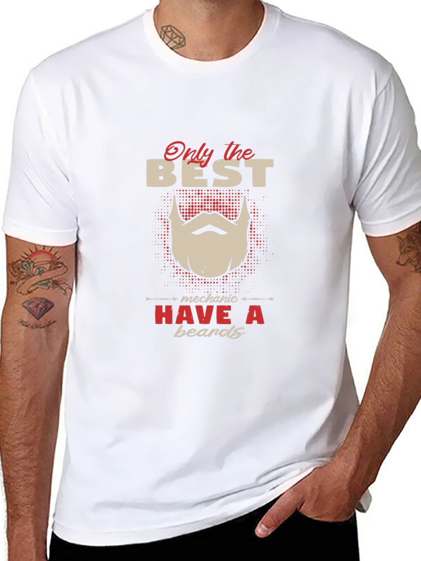 Best Mechanic Beard T-Shirt - Black Crew Neck Tee