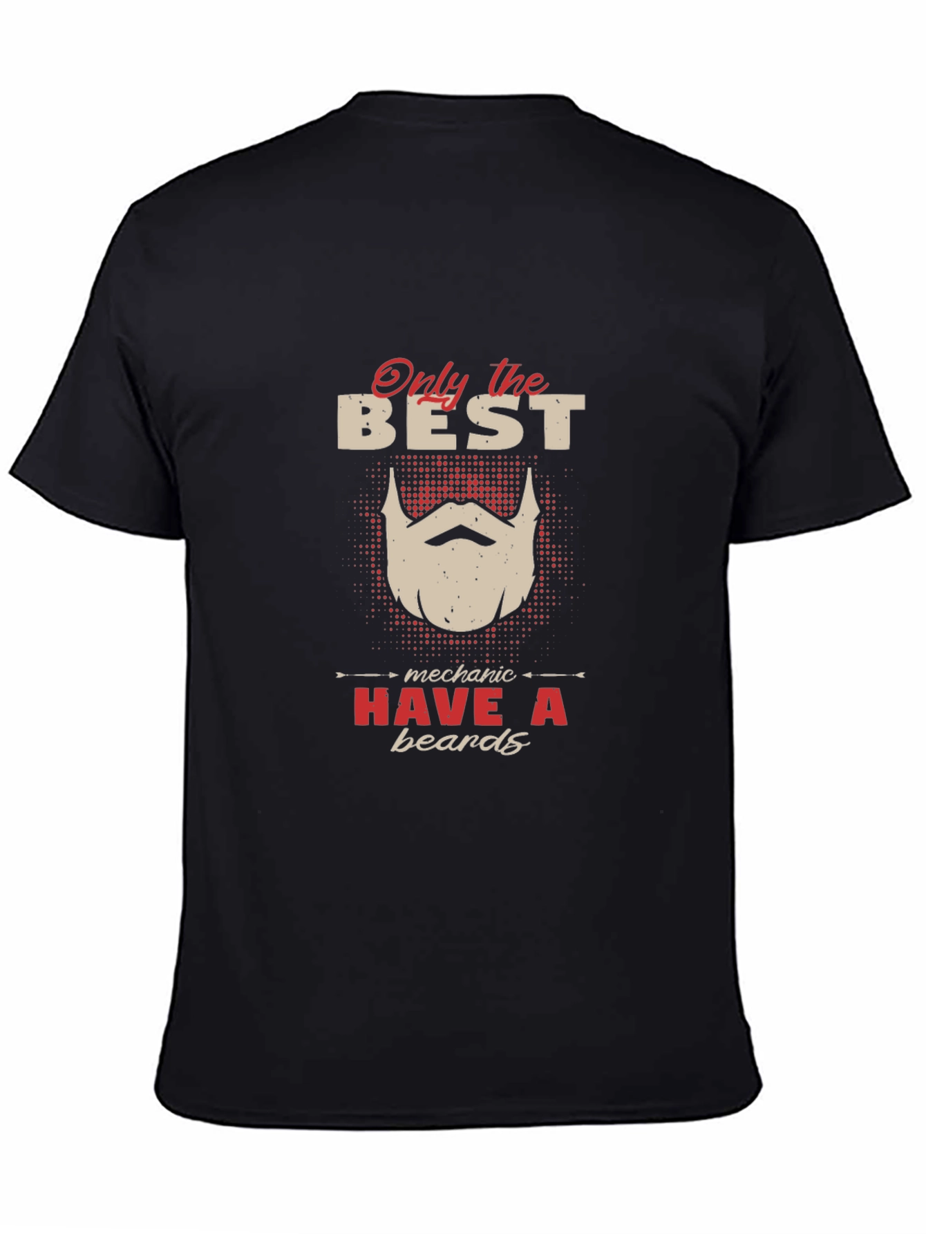 Best Mechanic Beard T-Shirt - Black Crew Neck Tee