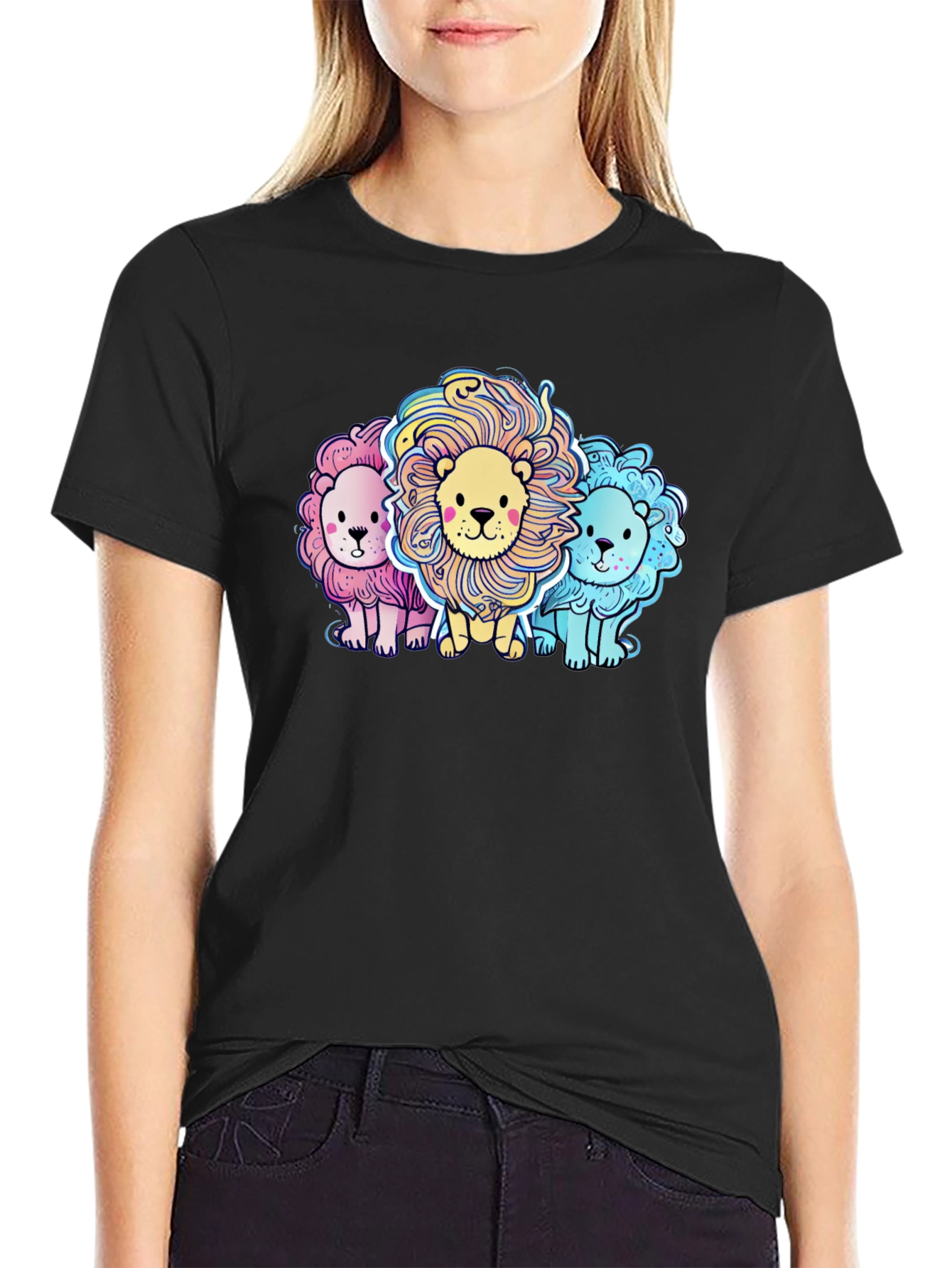 Cute Cartoon Lions Graphic Tee