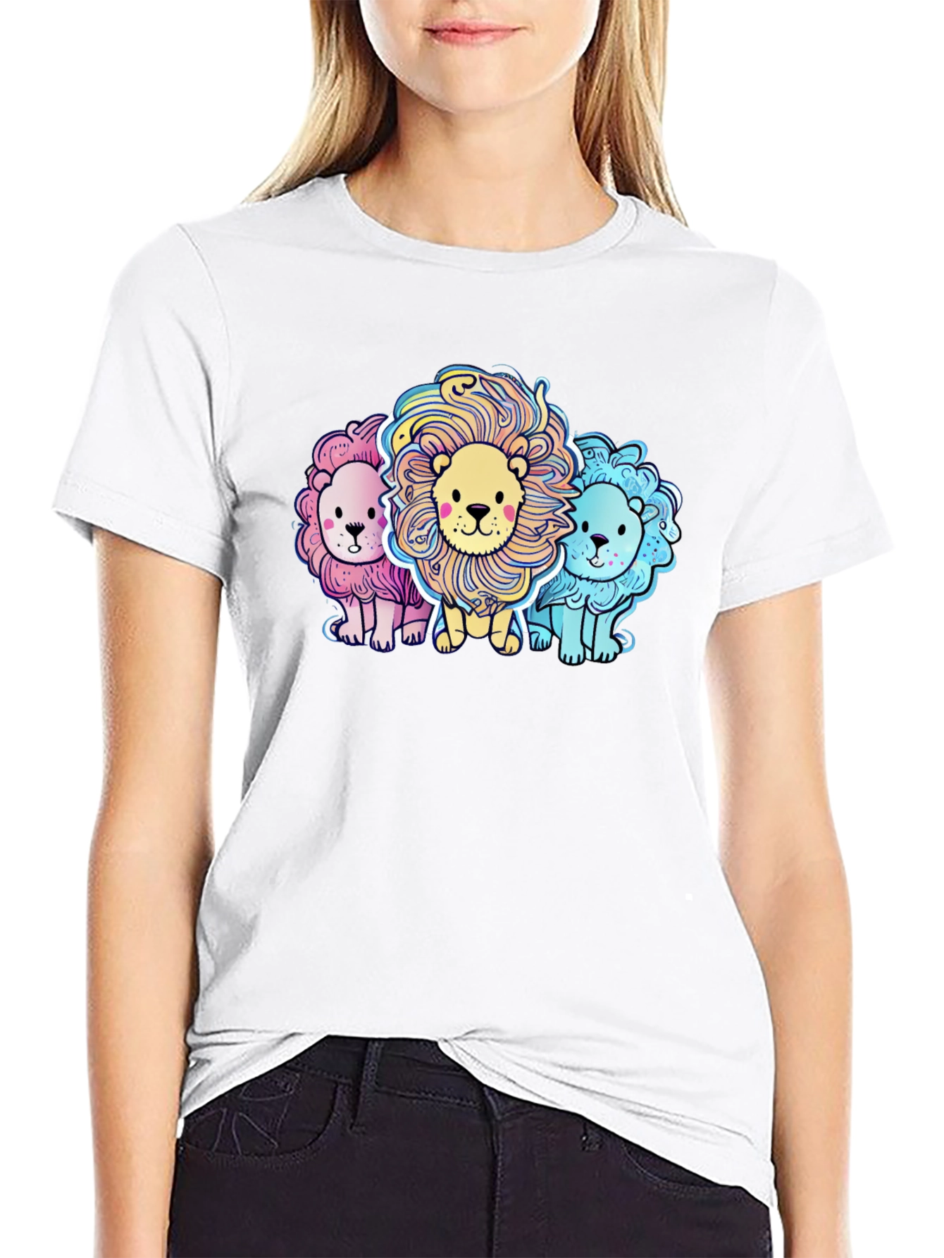 Cute Cartoon Lions Graphic Tee