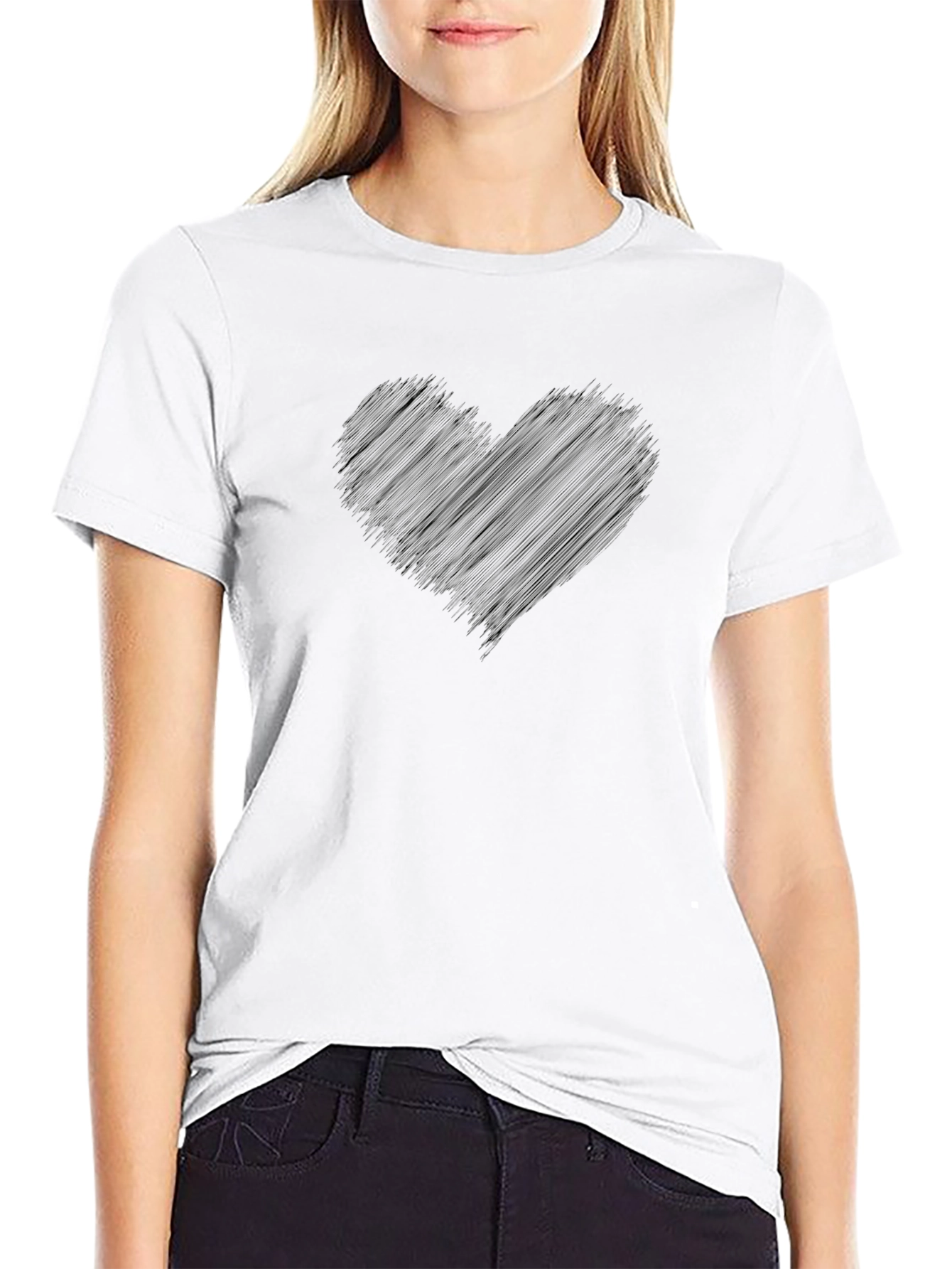 Mens Black Graphic T-Shirt - Heart Design