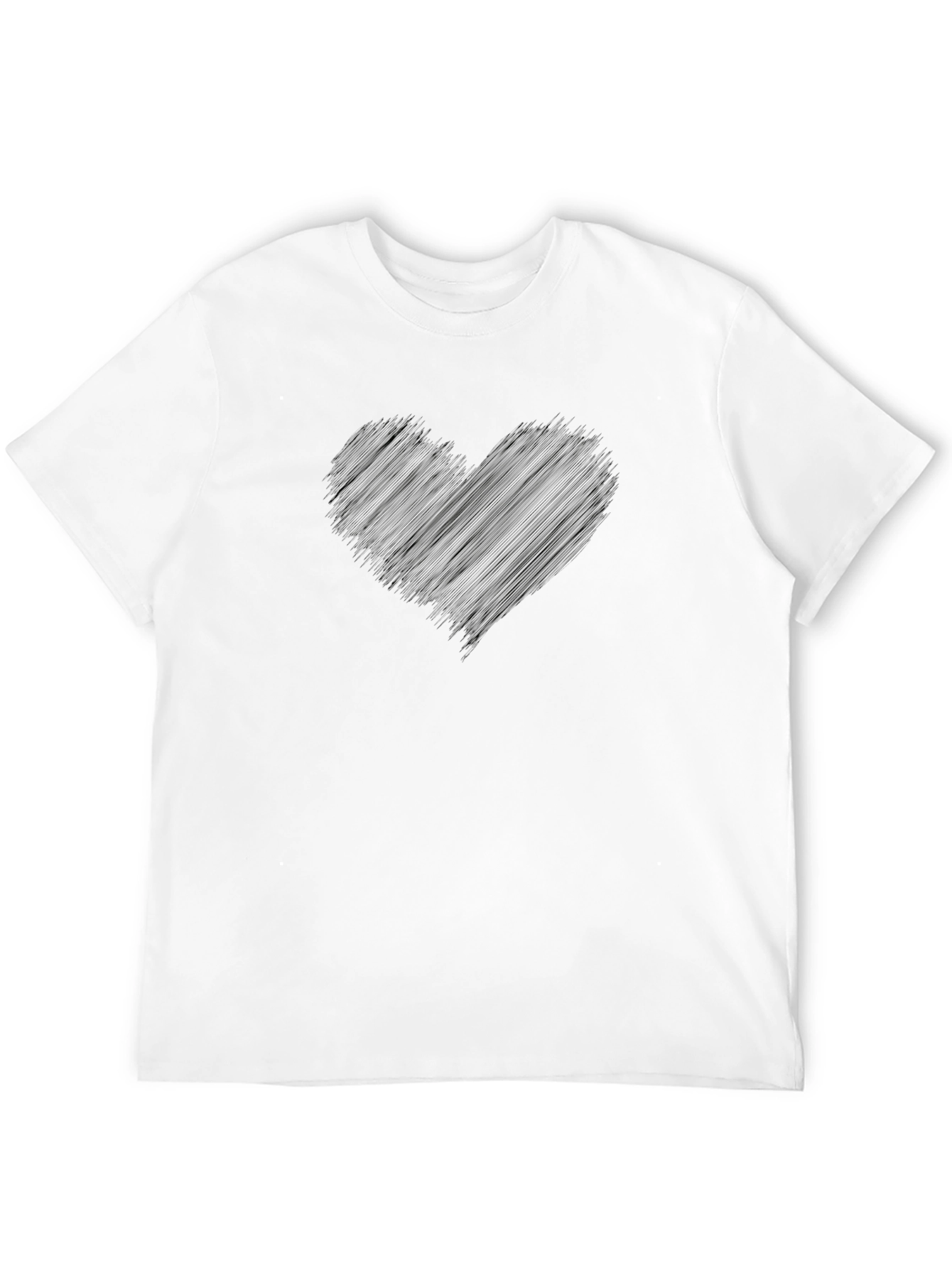 Mens Black Graphic T-Shirt - Heart Design
