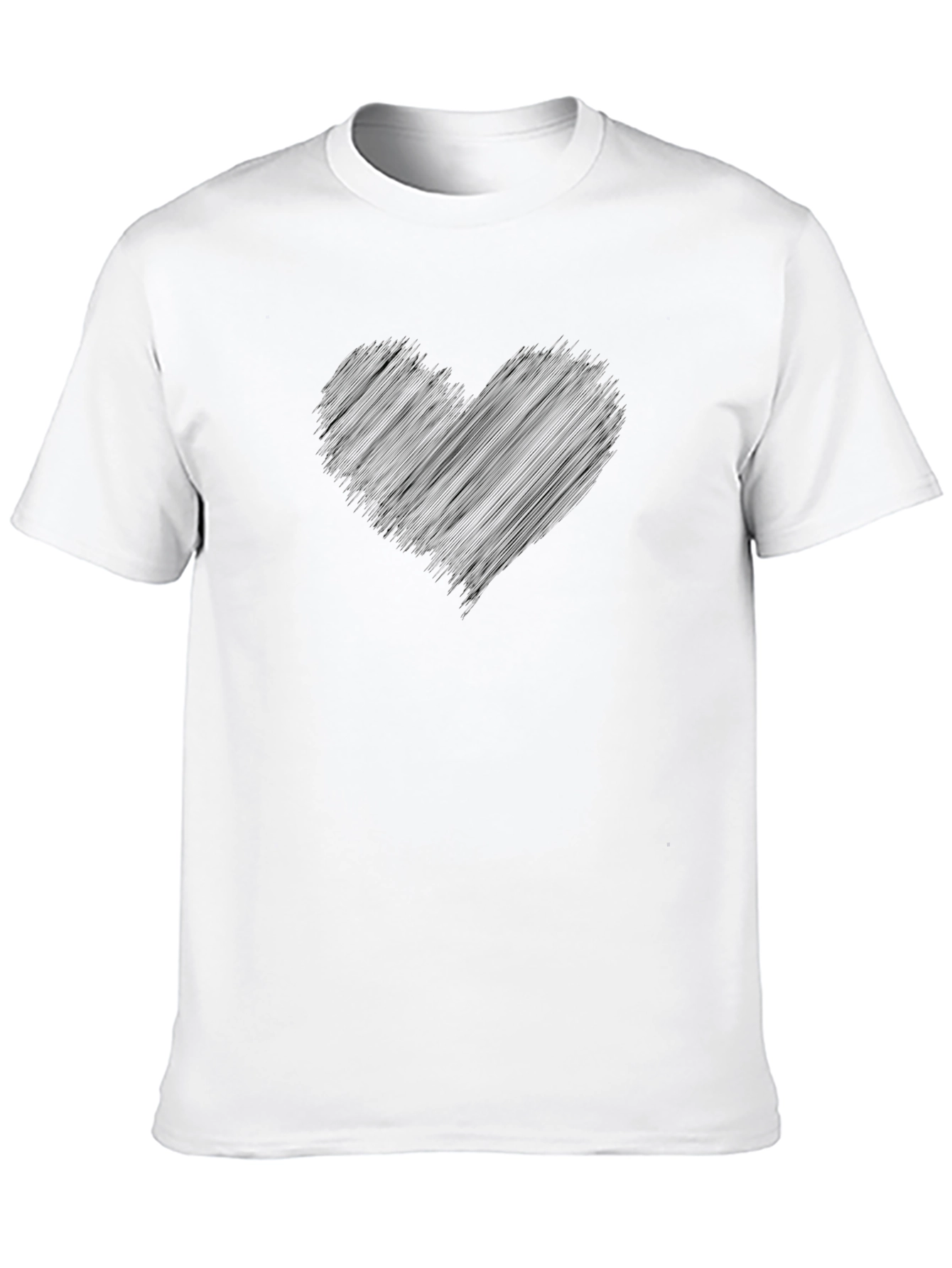 Mens Black Graphic T-Shirt - Heart Design
