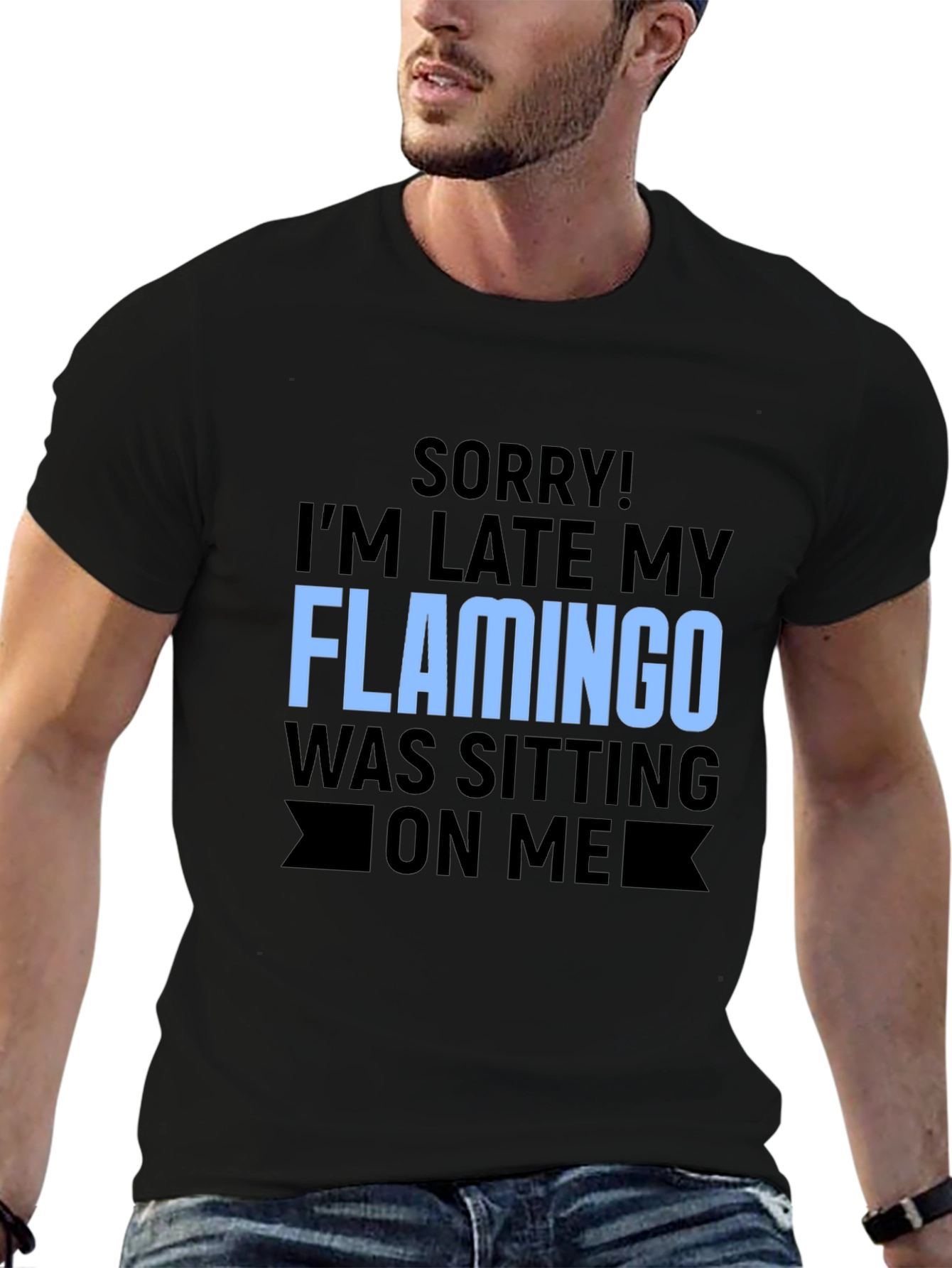 Funny Flamingo Graphic T-Shirt for Latecomers