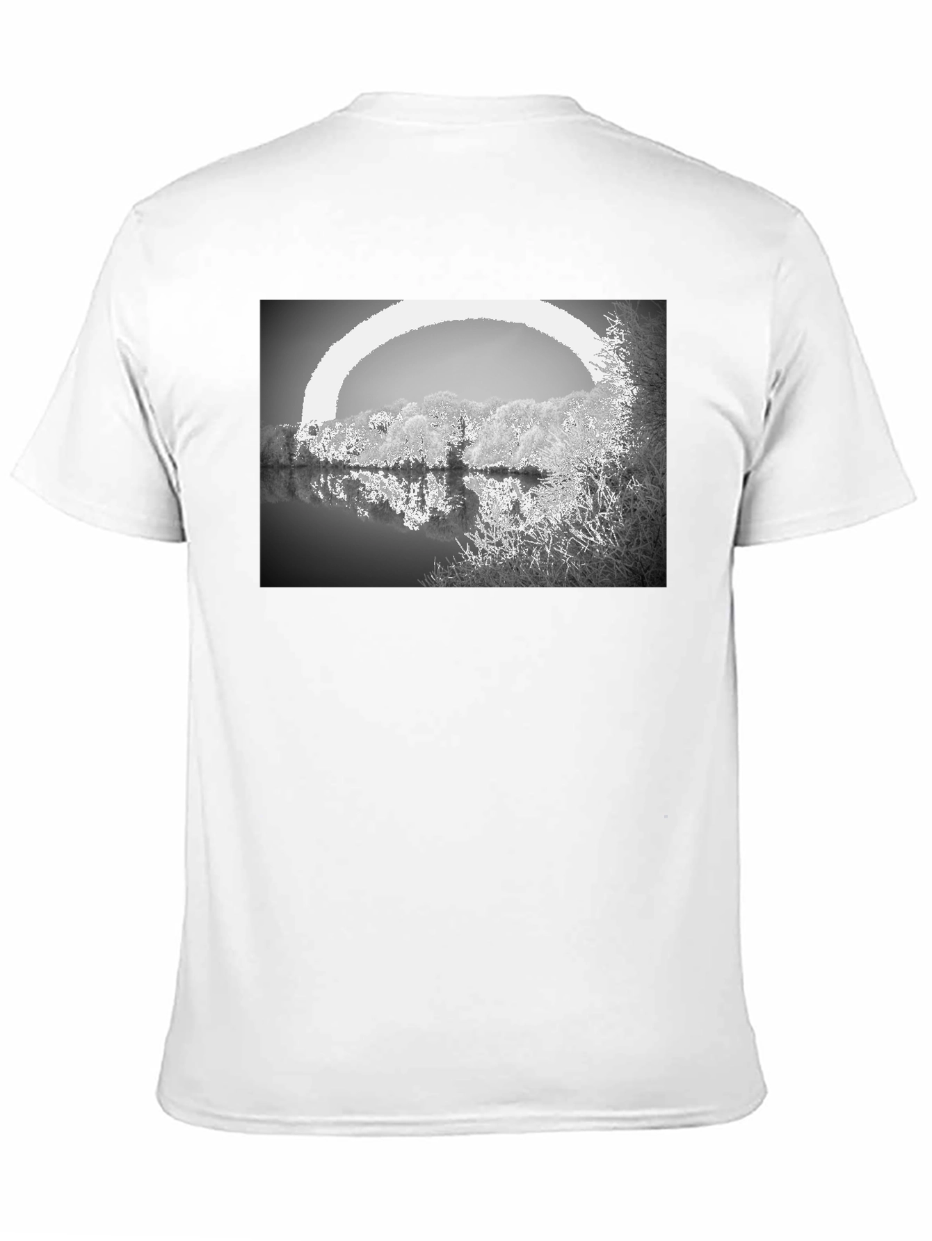 Monochrome Lake View Graphic Tee - Soft Cotton Blend