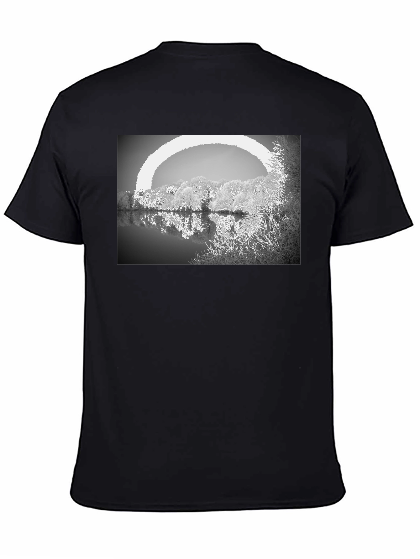 Monochrome Lake View Graphic Tee - Soft Cotton Blend