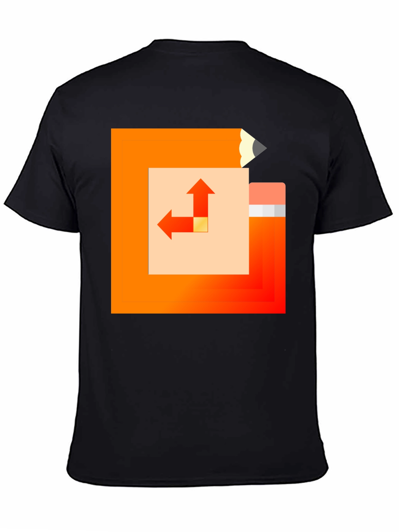 Geometric Pencil Design Black T-Shirt
