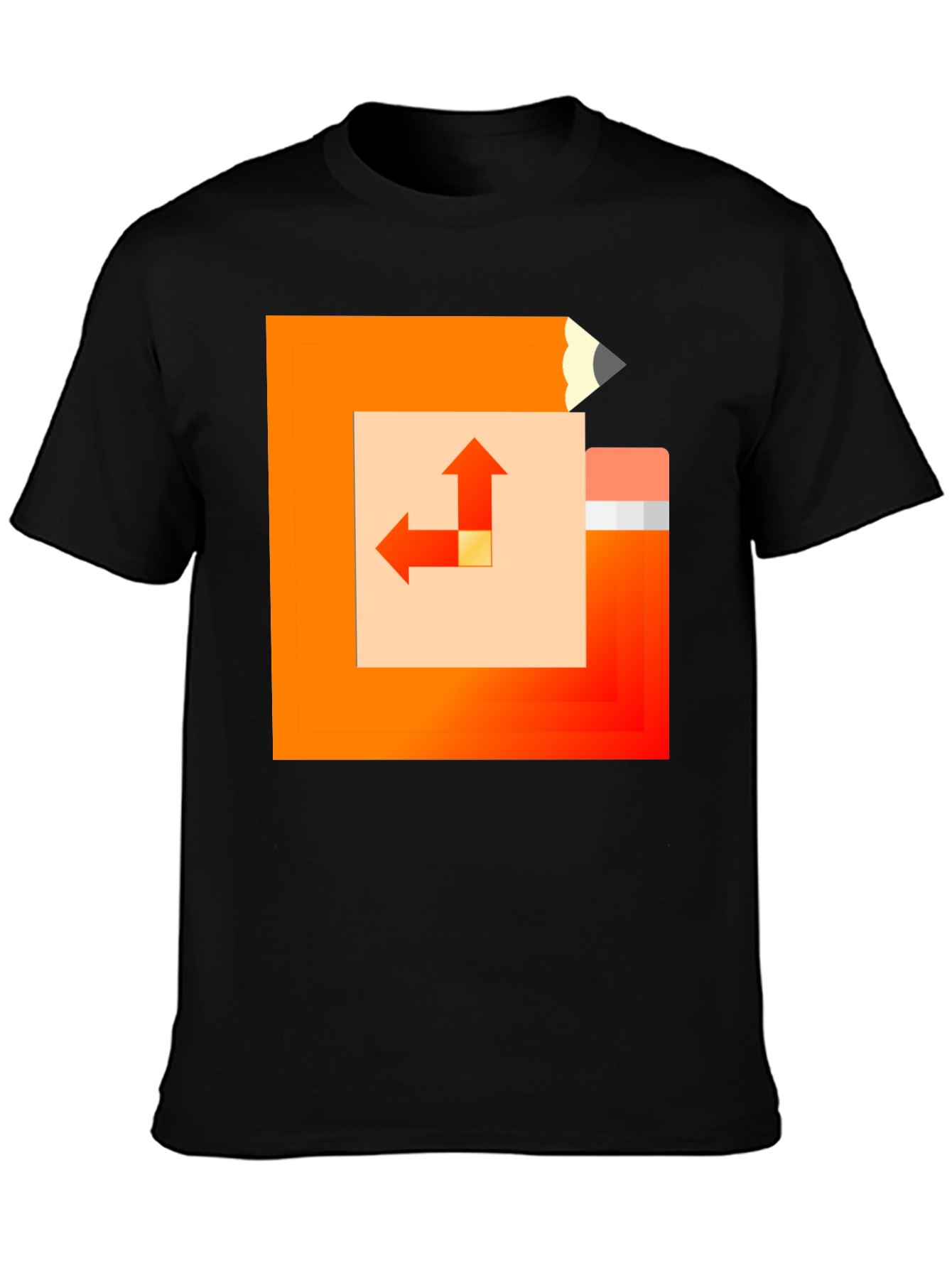 Geometric Pencil Design Black T-Shirt