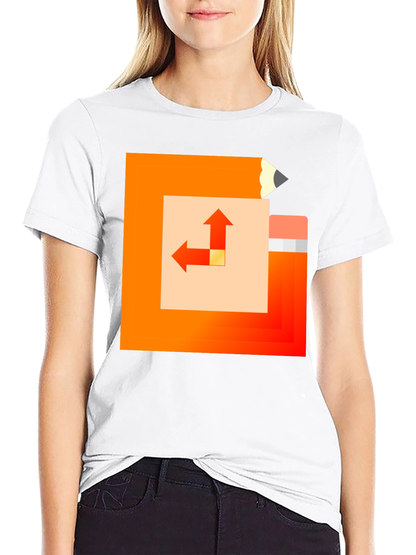 Geometric Pencil Design Black T-Shirt