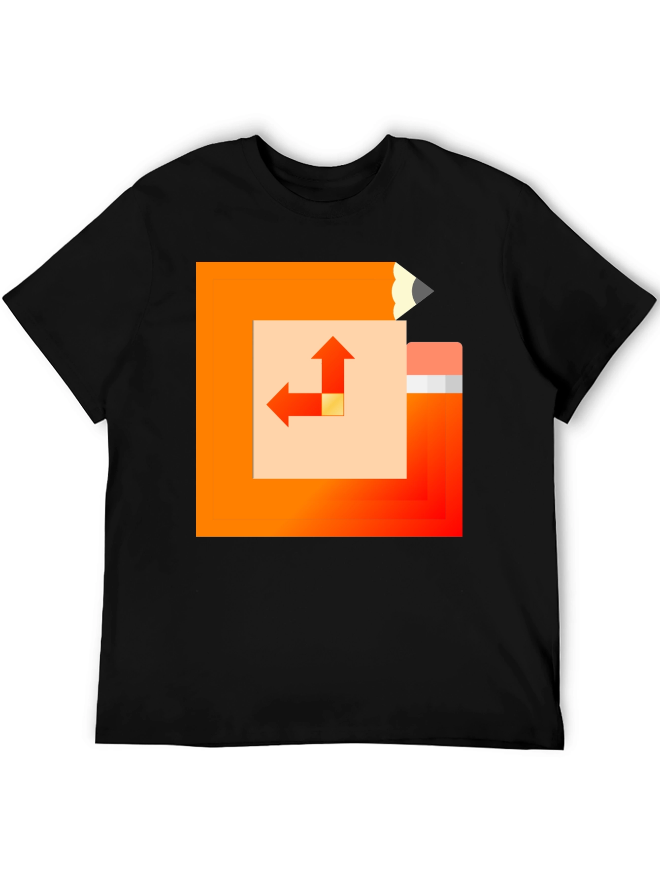 Geometric Pencil Design Black T-Shirt