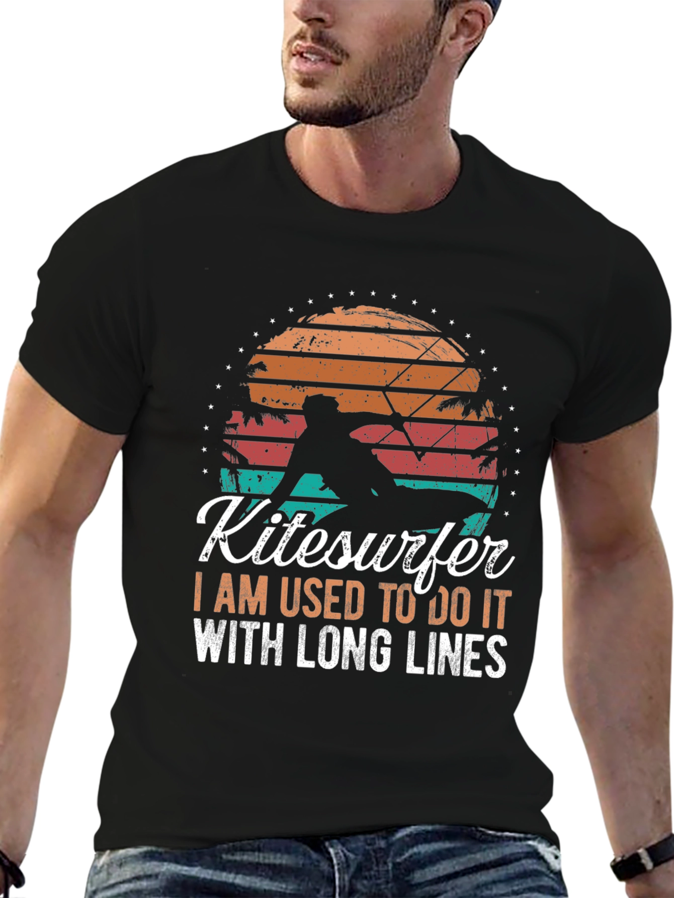 Kitesurfer Graphic Tee - Retro Sunset Design