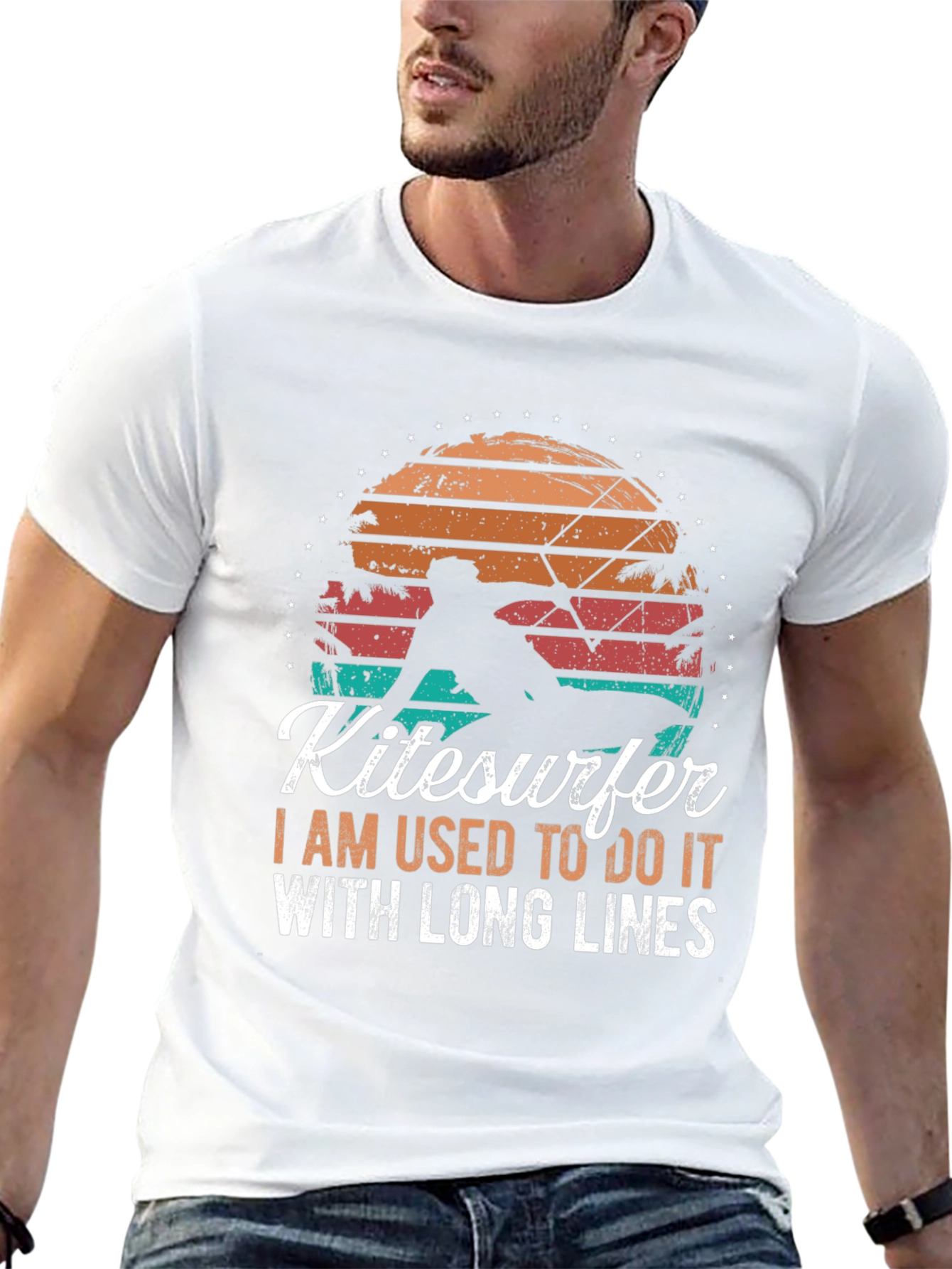 Kitesurfer Graphic Tee - Retro Sunset Design
