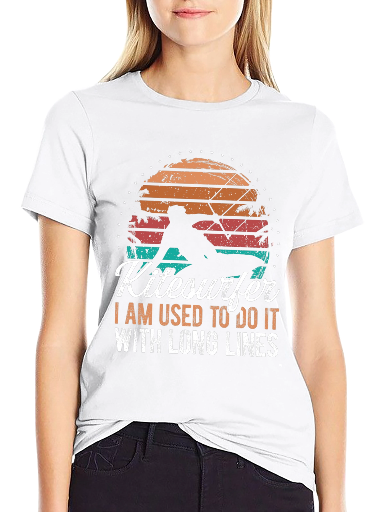 Kitesurfer Graphic Tee - Retro Sunset Design