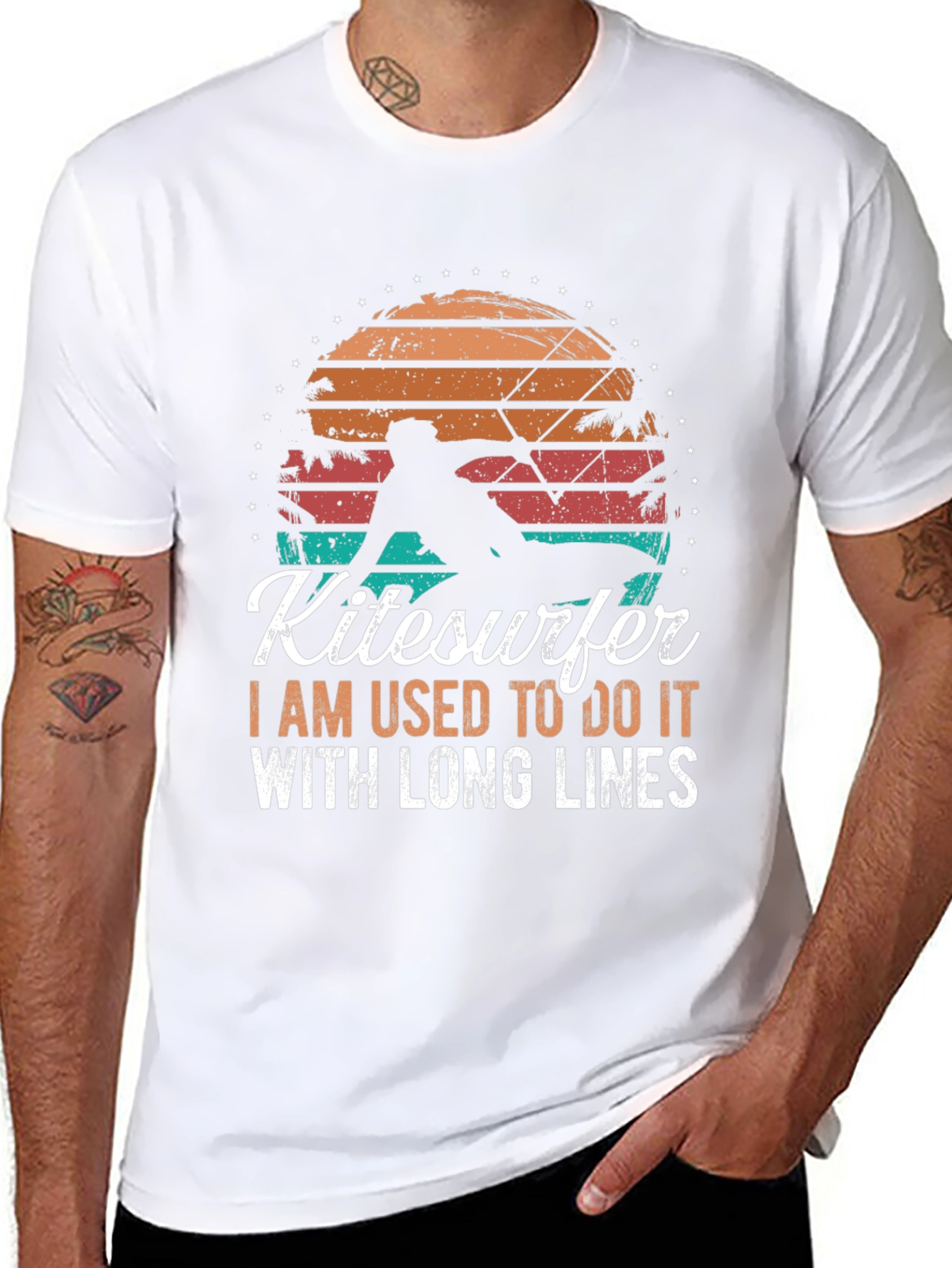 Kitesurfer Graphic Tee - Retro Sunset Design