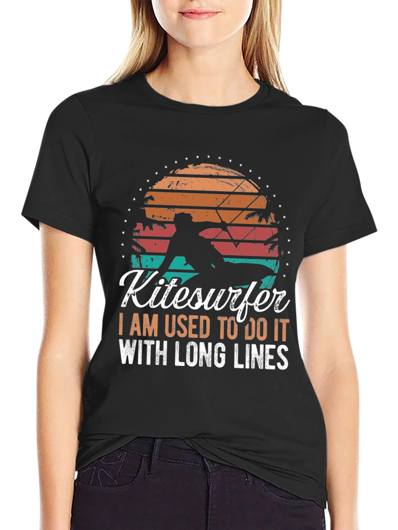 Kitesurfer Graphic Tee - Retro Sunset Design