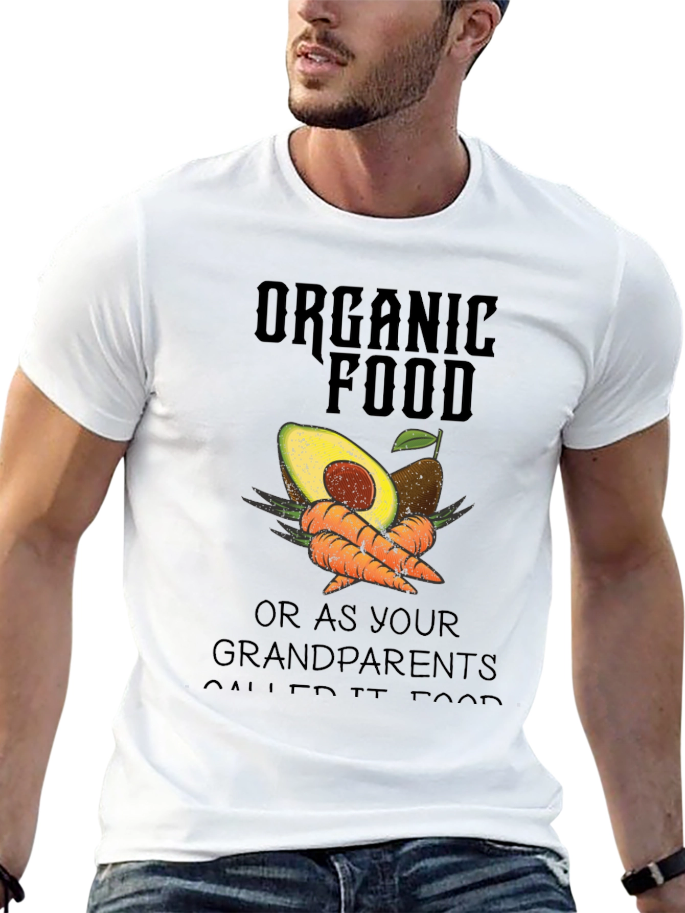 Organic Food T-Shirt Avocado & Carrot Graphic Tee