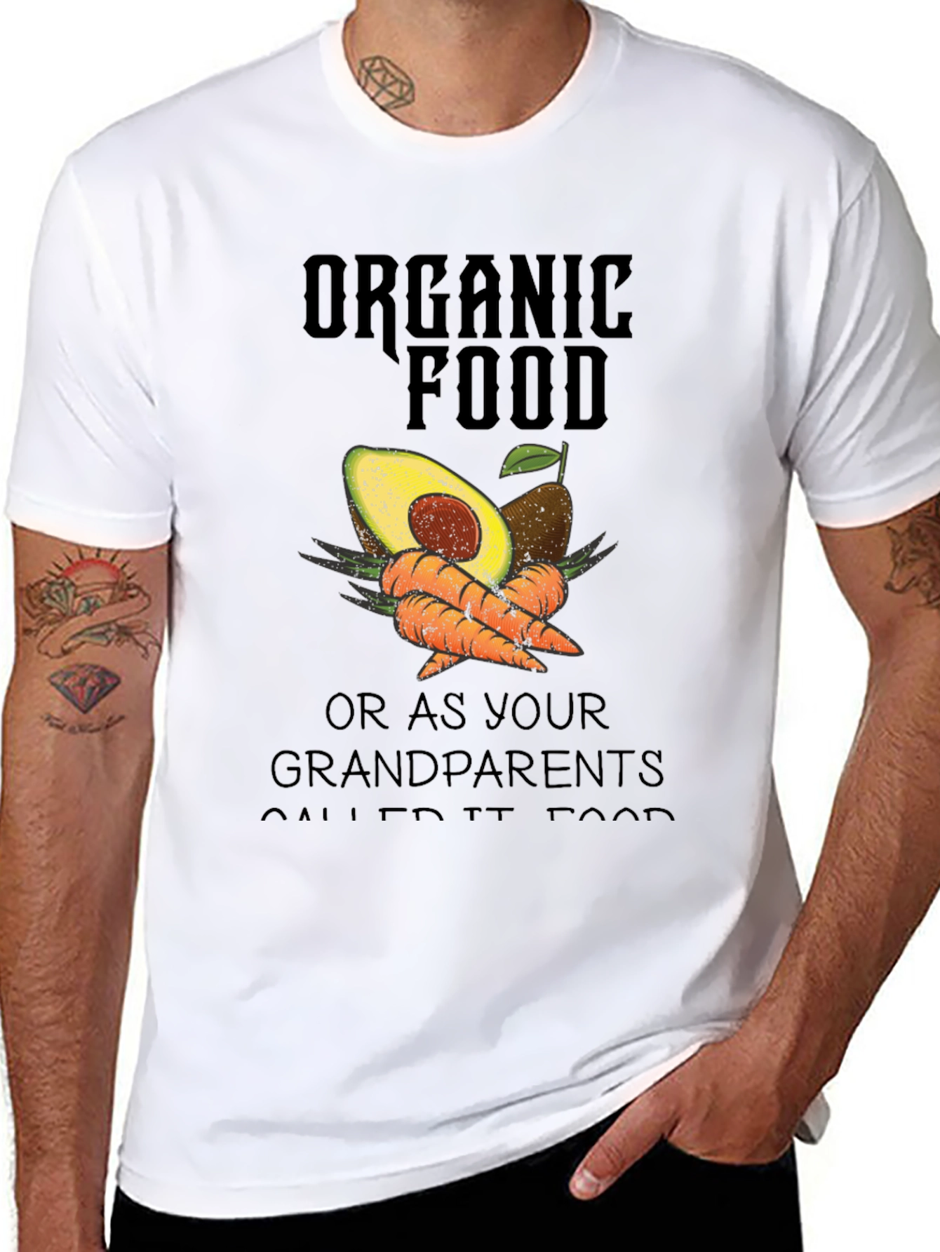 Organic Food T-Shirt Avocado & Carrot Graphic Tee