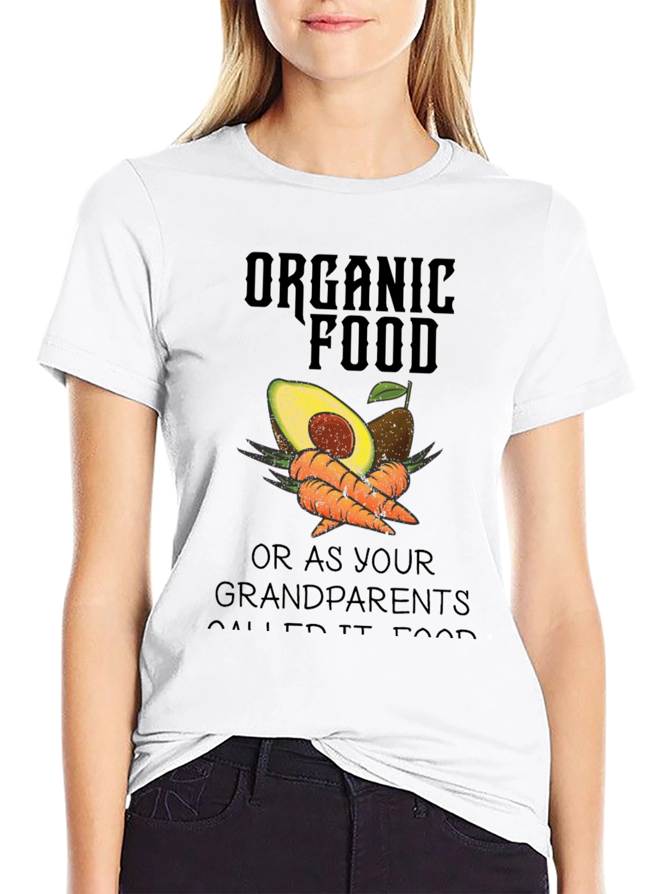 Organic Food T-Shirt Avocado & Carrot Graphic Tee