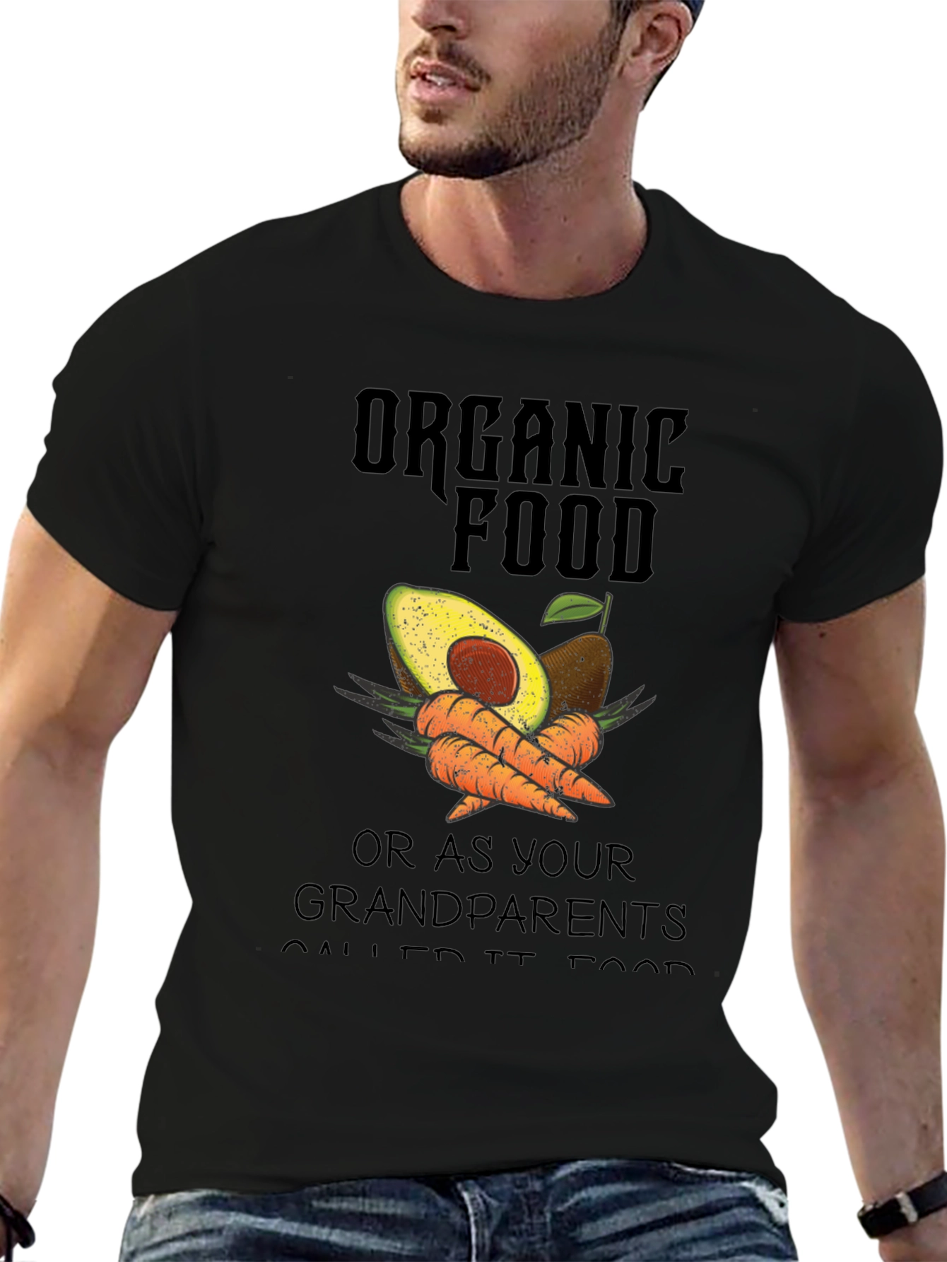 Organic Food T-Shirt Avocado & Carrot Graphic Tee