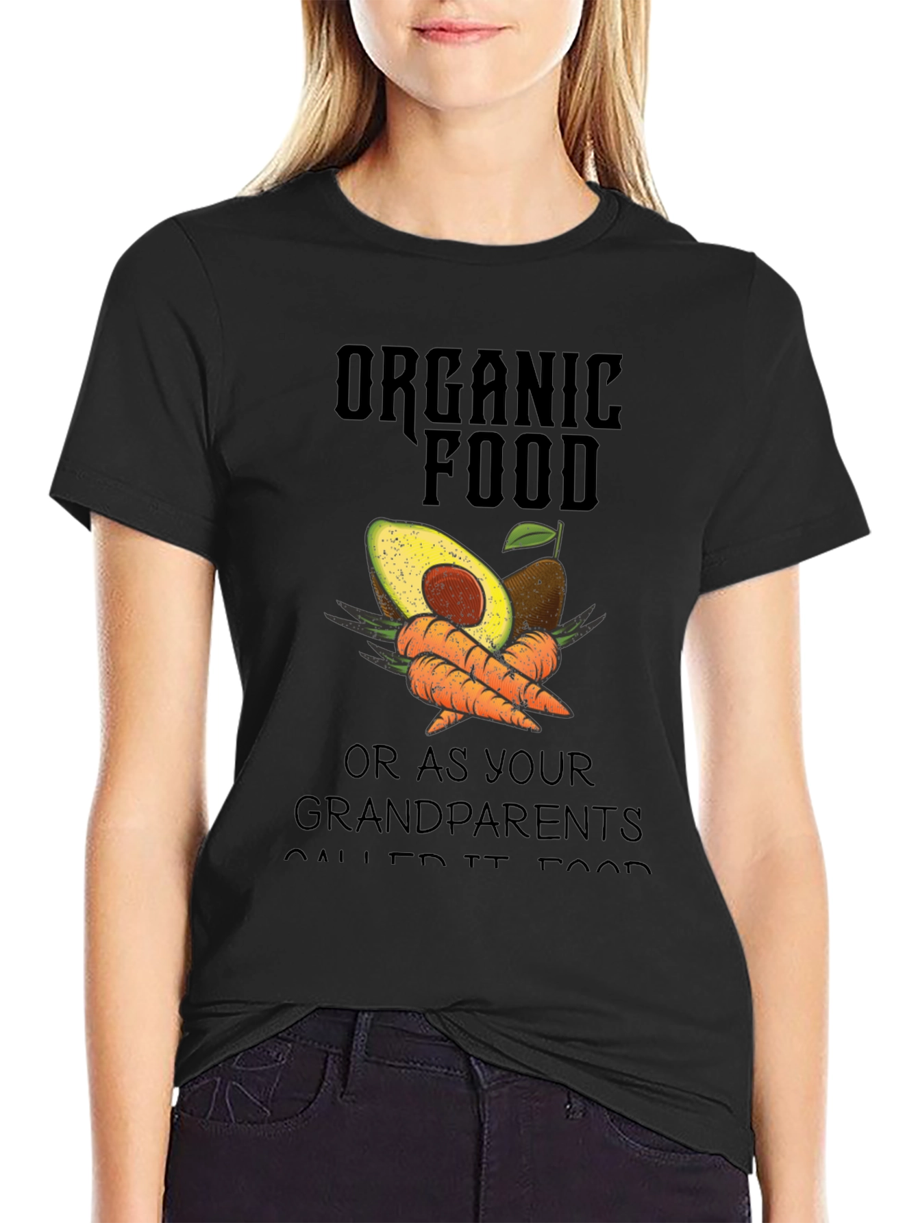 Organic Food T-Shirt Avocado & Carrot Graphic Tee
